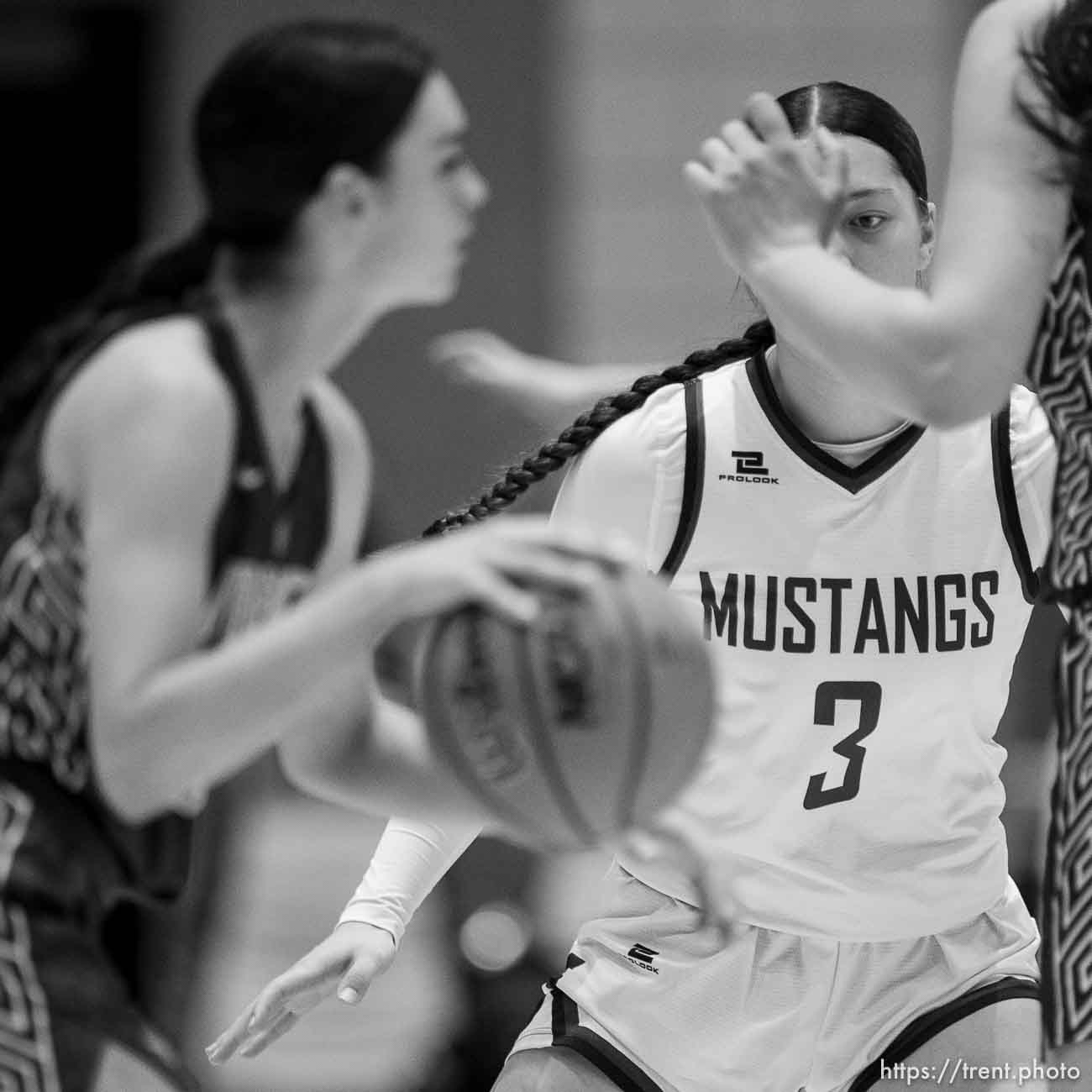 (Trent Nelson  |  The Salt Lake Tribune) Herriman's Lealani Falata defends as Fremont defeats Herriman High School in the 6A girls basketball state championship game, in Taylorsville on Saturday, March 6, 2021.