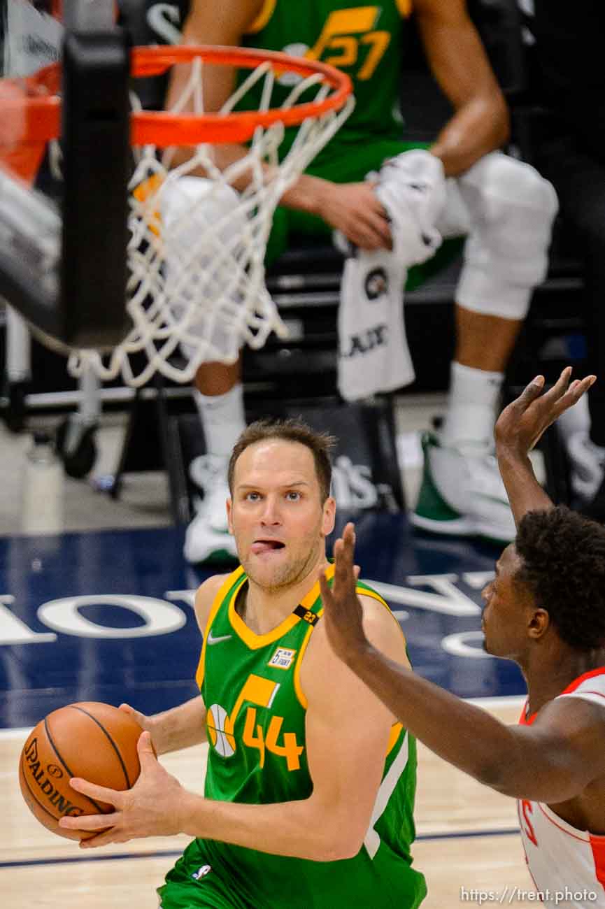 (Trent Nelson  |  The Salt Lake Tribune) Utah Jazz forward Bojan Bogdanovic (44) as the Utah Jazz host the Houston Rockets, NBA basketball in Salt Lake City on Friday, March 12, 2021.