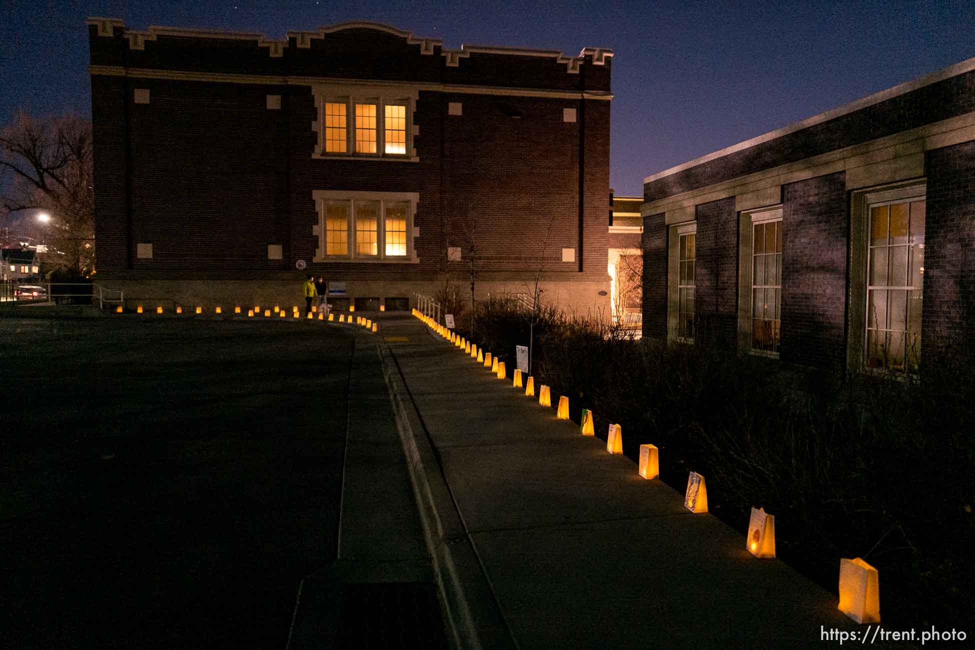 (Trent Nelson  |  The Salt Lake Tribune) Students and teachers at the McGillis School in Salt Lake City share 500 messages of gratitude and hope on luminarias, reflecting on the past year's pandemic, on Wednesday, March 17, 2021.