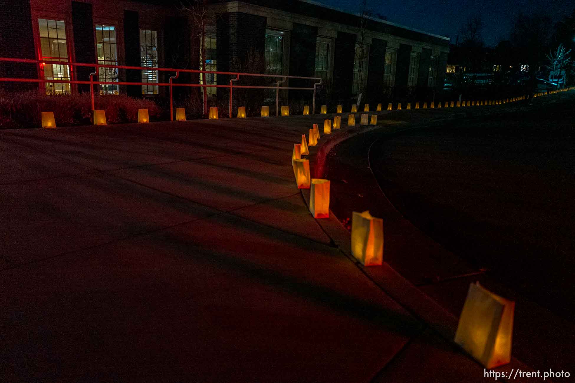 (Trent Nelson  |  The Salt Lake Tribune) Students and teachers at the McGillis School in Salt Lake City share 500 messages of gratitude and hope on luminarias, reflecting on the past year's pandemic, on Wednesday, March 17, 2021.