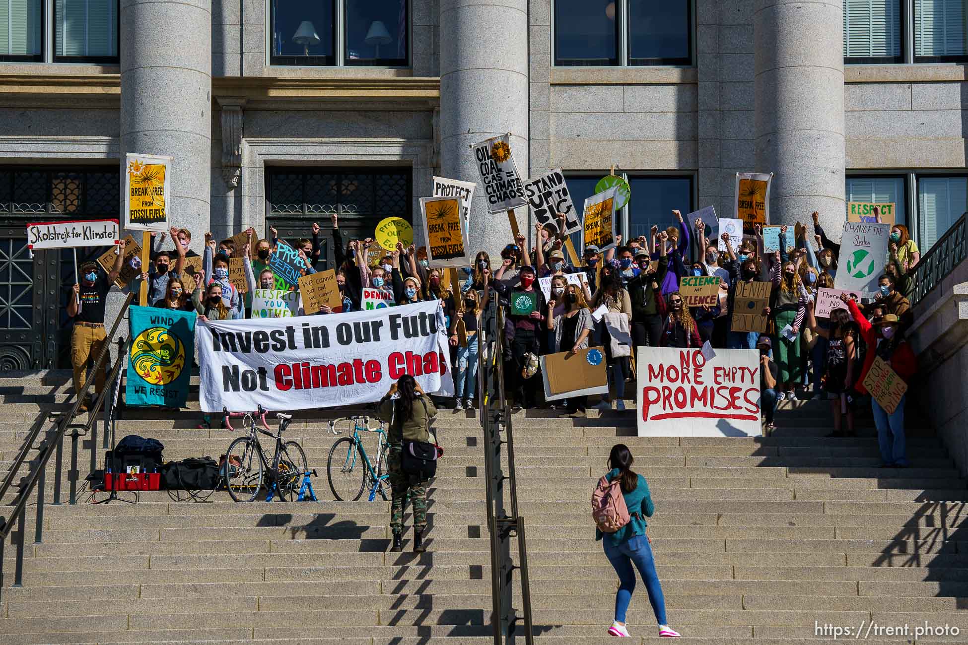 (Trent Nelson  |  The Salt Lake Tribune) Students protest inaction on the climate crisis at the state Capitol in Salt Lake City on Friday, March 19, 2021.