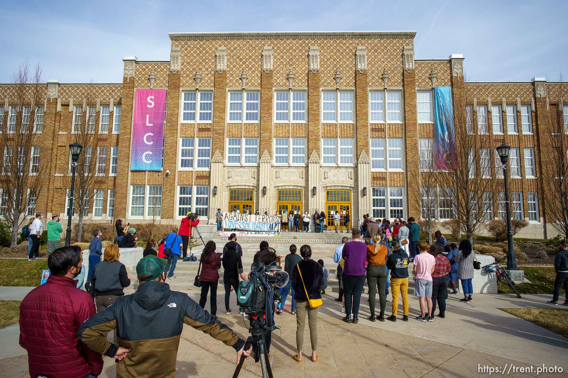 (Trent Nelson  |  The Salt Lake Tribune) A vigil for the victims of the Atlanta shooting at Salt Lake Community College on Friday, March 19, 2021.