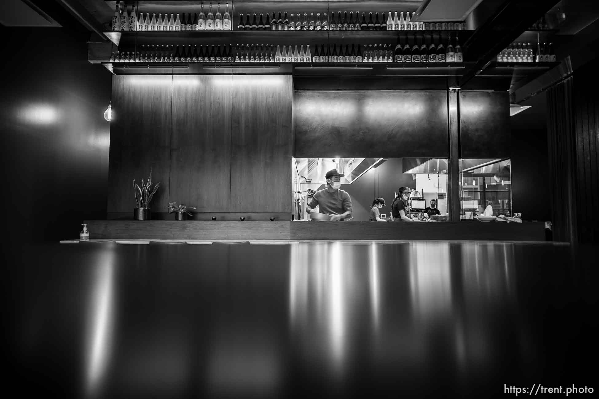 (Trent Nelson  |  The Salt Lake Tribune) Chef and owner David Chon, center, at Nohm in Salt Lake City on Thursday, March 25, 2021.