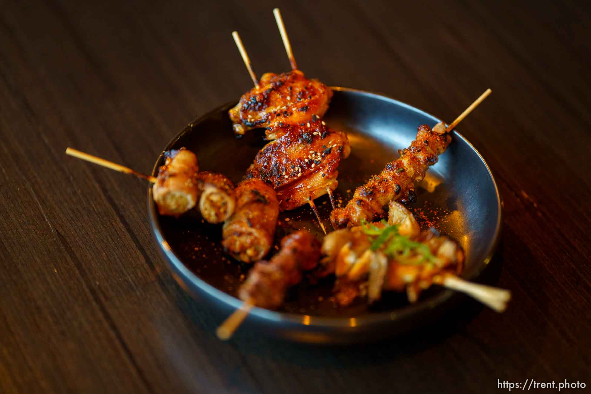 (Trent Nelson  |  The Salt Lake Tribune) Mori (5 skewers) at Nohm in Salt Lake City on Thursday, March 25, 2021.