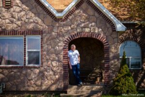 (Trent Nelson  |  The Salt Lake Tribune) Dean Andreason stands in front of his Syracuse home on Tuesday, April 13, 2021.  UDOT is attempting to take his home as part of a new highway project.