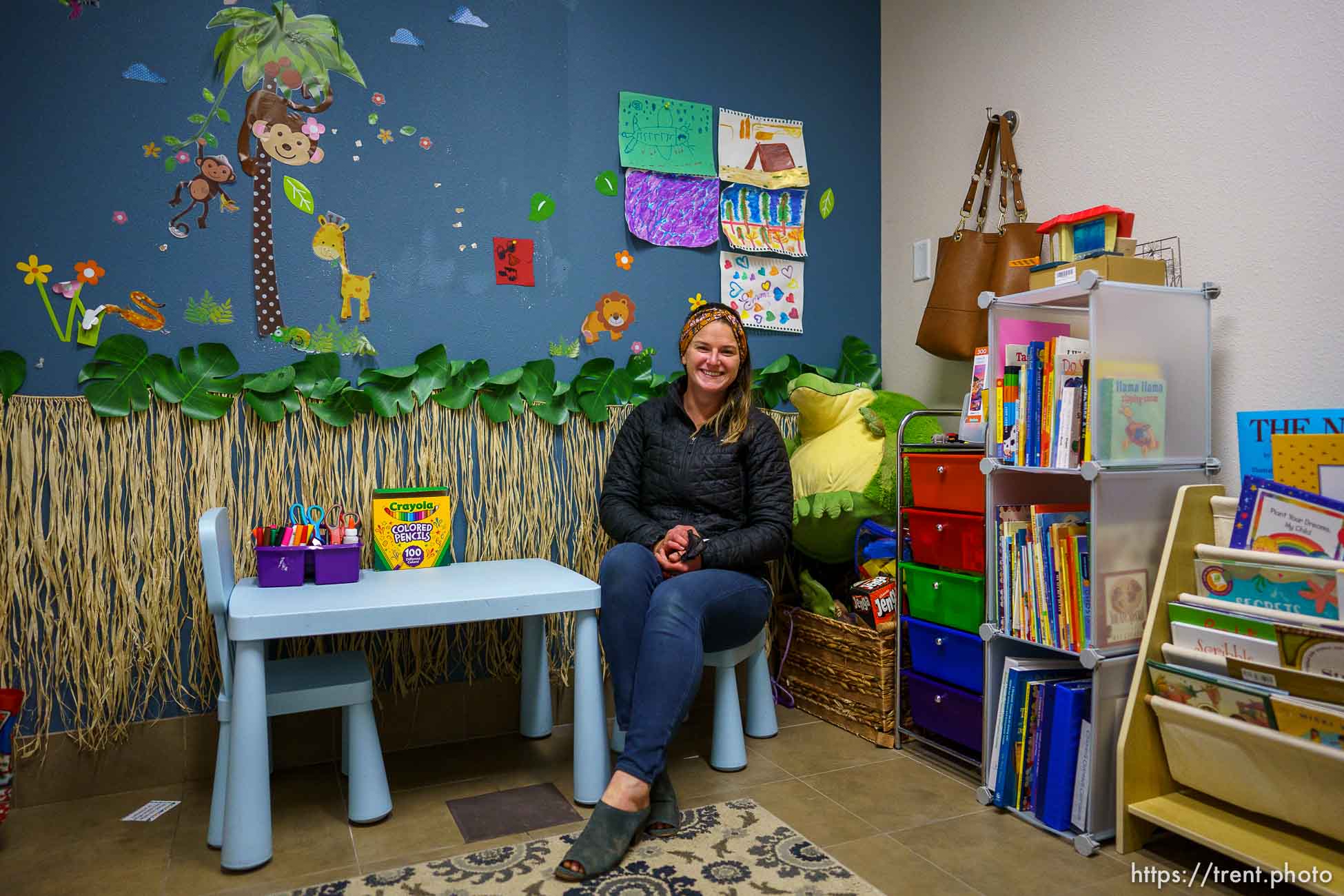 (Trent Nelson  |  The Salt Lake Tribune) Emma Kinney, community children's advocate at Safe Harbor Domestic Violence and Sexual Assault Crisis Center, at their Farmington location on Tuesday, April 13, 2021.