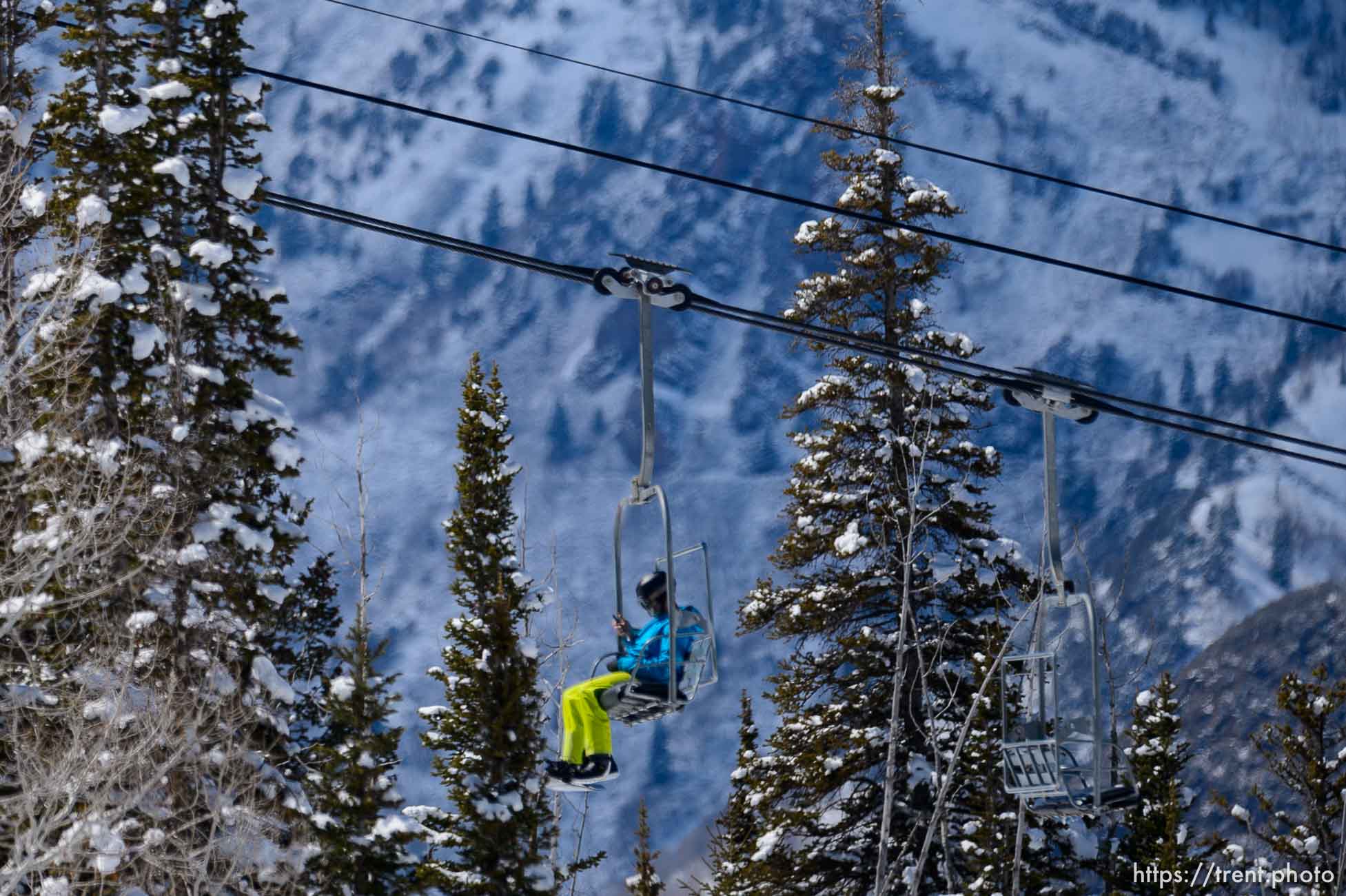 (Trent Nelson  |  The Salt Lake Tribune) Skiers at Solitude on Saturday, April 17, 2021.