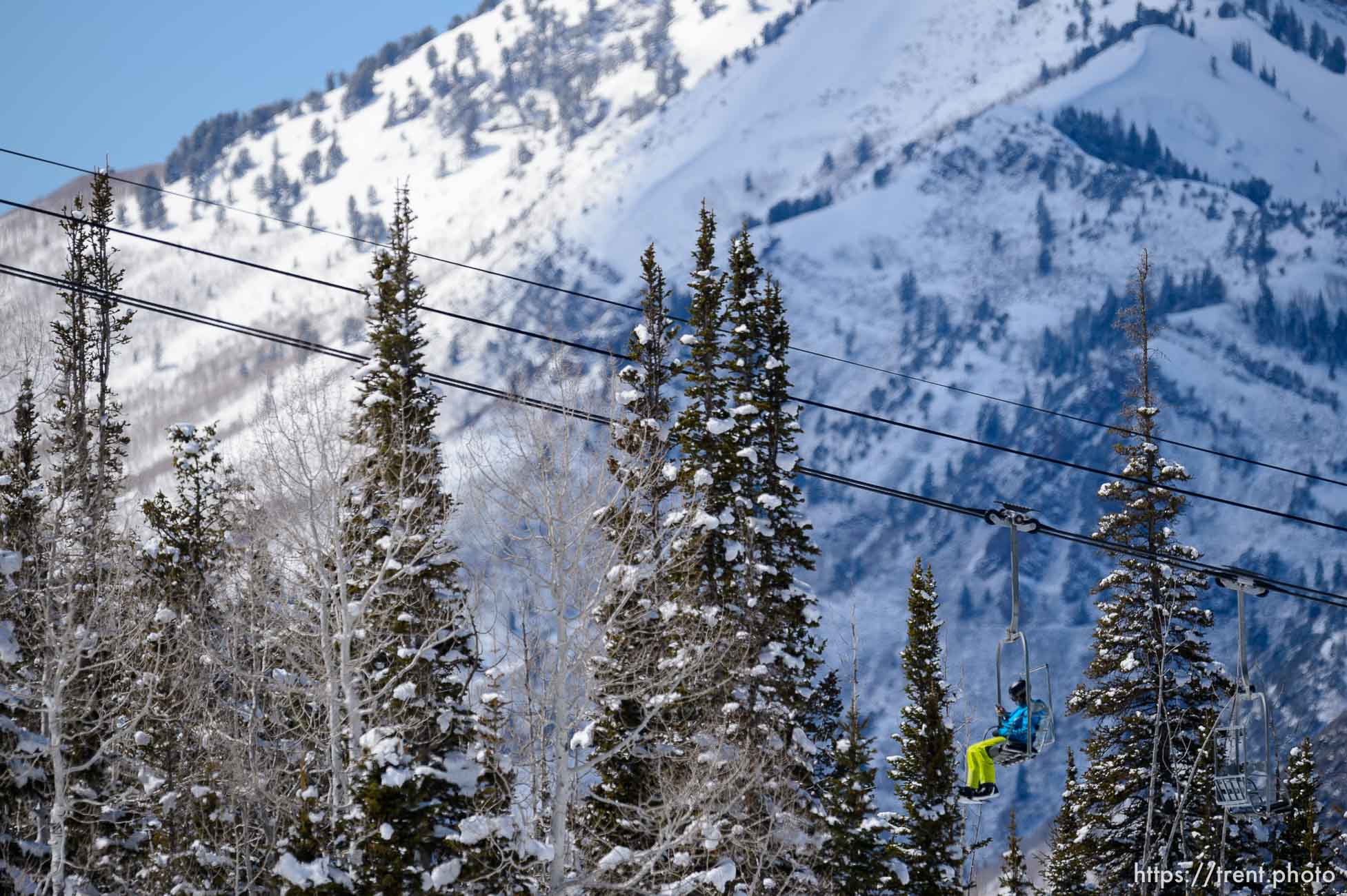 (Trent Nelson  |  The Salt Lake Tribune) Skiers at Solitude on Saturday, April 17, 2021.