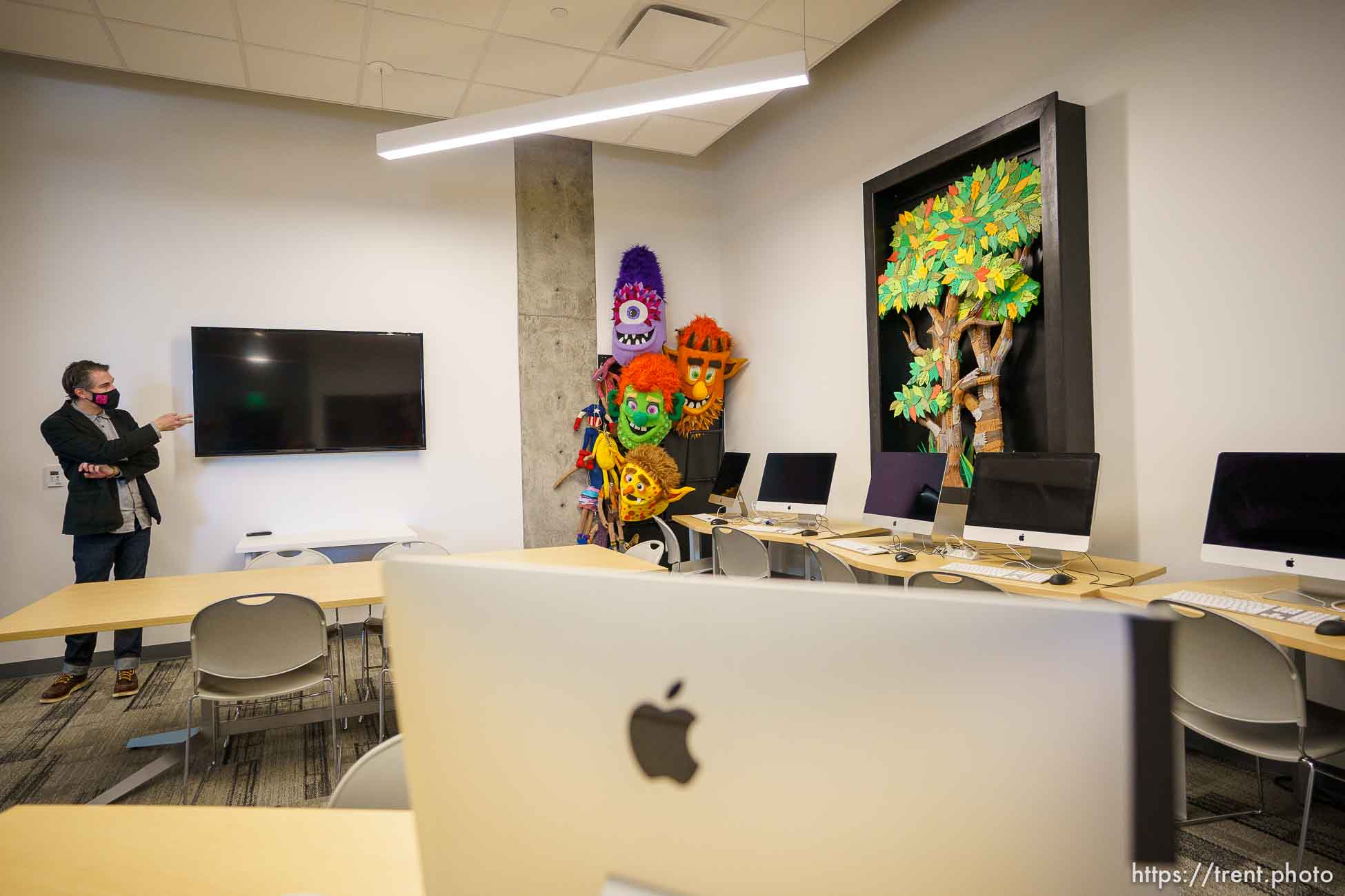 (Trent Nelson  |  The Salt Lake Tribune) Matt Mateus, education director, shows off Spy Hop’s new headquarters in the Central Ninth neighborhood of Salt Lake City on Wednesday, April 28, 2021.