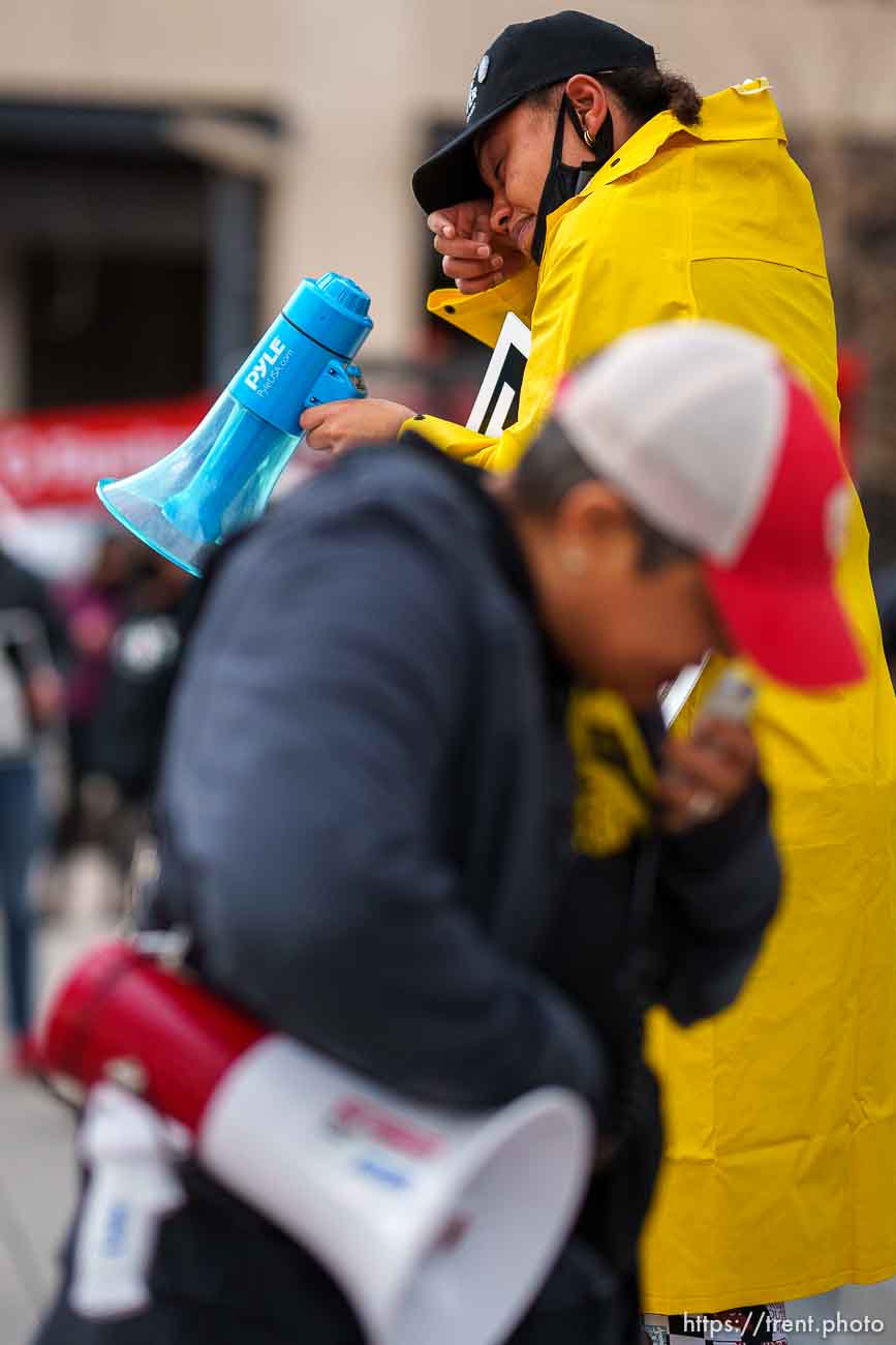 (Trent Nelson  |  The Salt Lake Tribune) Rae Duckworth at a rally sponsored by the Black Lives Matter Utah Chapter, at the Public Safety Building in Salt Lake City on Friday, April 16, 2021.