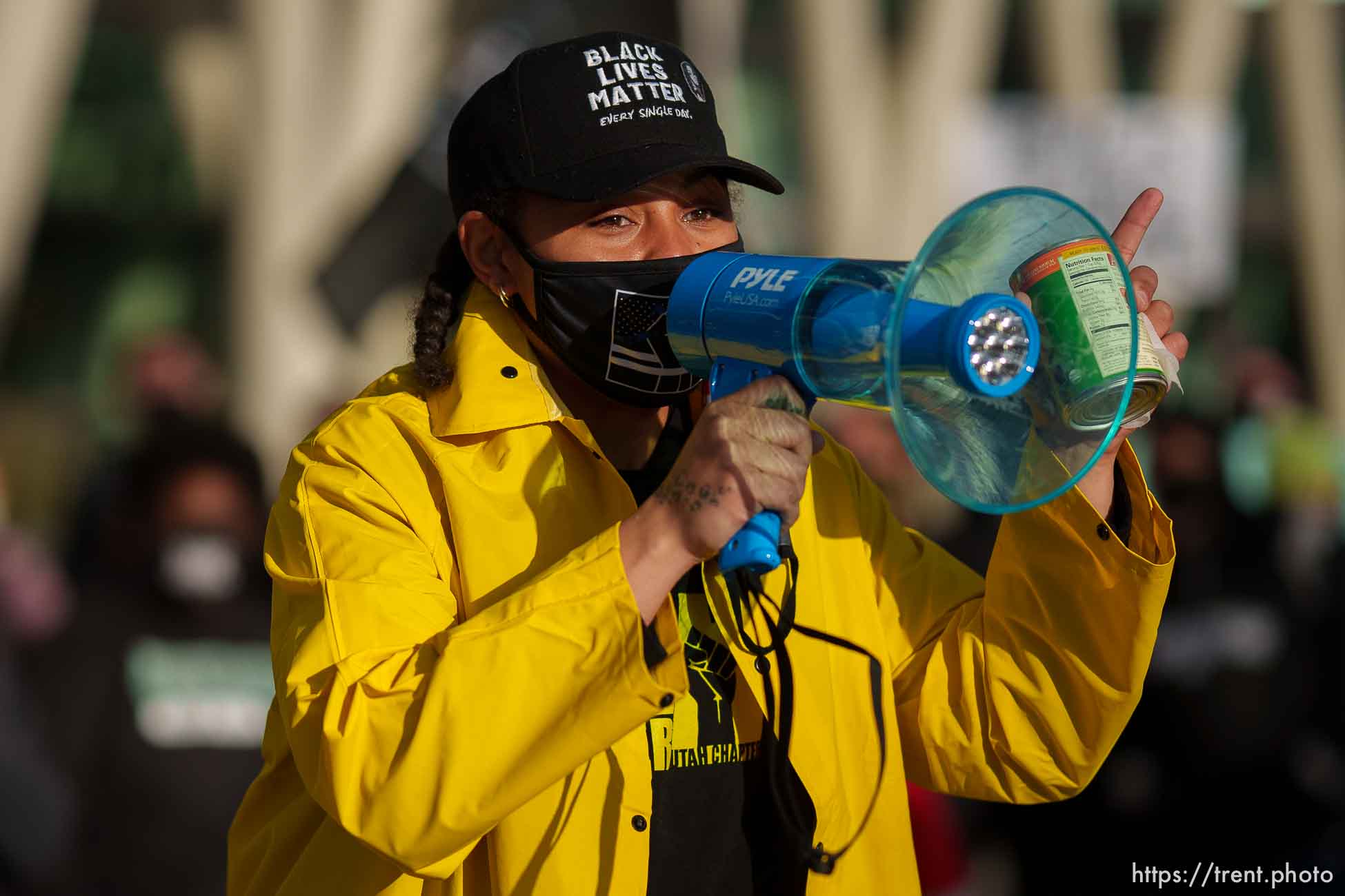 (Trent Nelson  |  The Salt Lake Tribune) Rae Duckworth at a rally sponsored by the Black Lives Matter Utah Chapter, at the Public Safety Building in Salt Lake City on Friday, April 16, 2021.