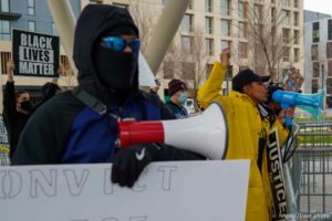 (Trent Nelson  |  The Salt Lake Tribune) Rae Duckworth at a rally sponsored by the Black Lives Matter Utah Chapter, at the Public Safety Building in Salt Lake City on Friday, April 16, 2021.