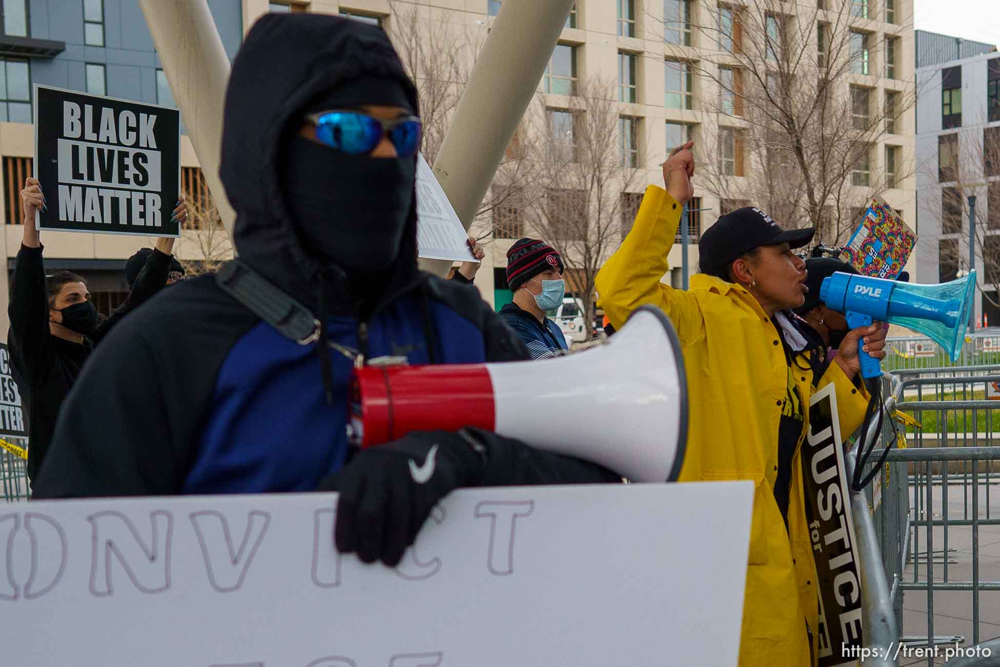 (Trent Nelson  |  The Salt Lake Tribune) Rae Duckworth at a rally sponsored by the Black Lives Matter Utah Chapter, at the Public Safety Building in Salt Lake City on Friday, April 16, 2021.