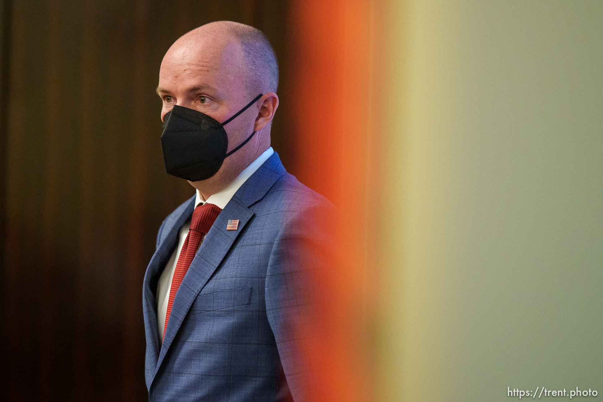 (Trent Nelson  |  The Salt Lake Tribune) Gov. Spencer Cox at a news conference in Salt Lake City on Thursday, April 22, 2021.