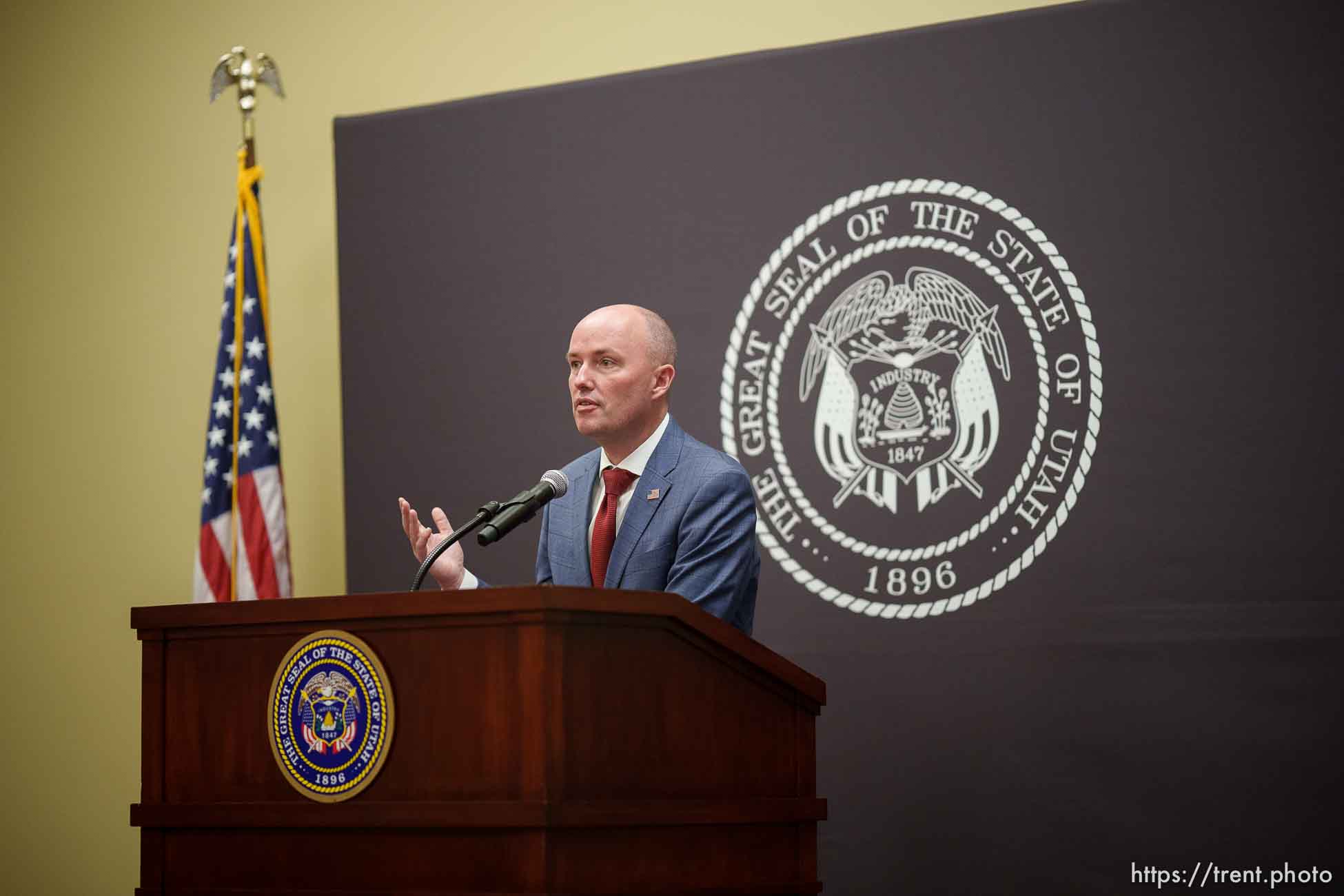 (Trent Nelson  |  The Salt Lake Tribune) Gov. Spencer Cox at a news conference in Salt Lake City on Thursday, April 22, 2021.