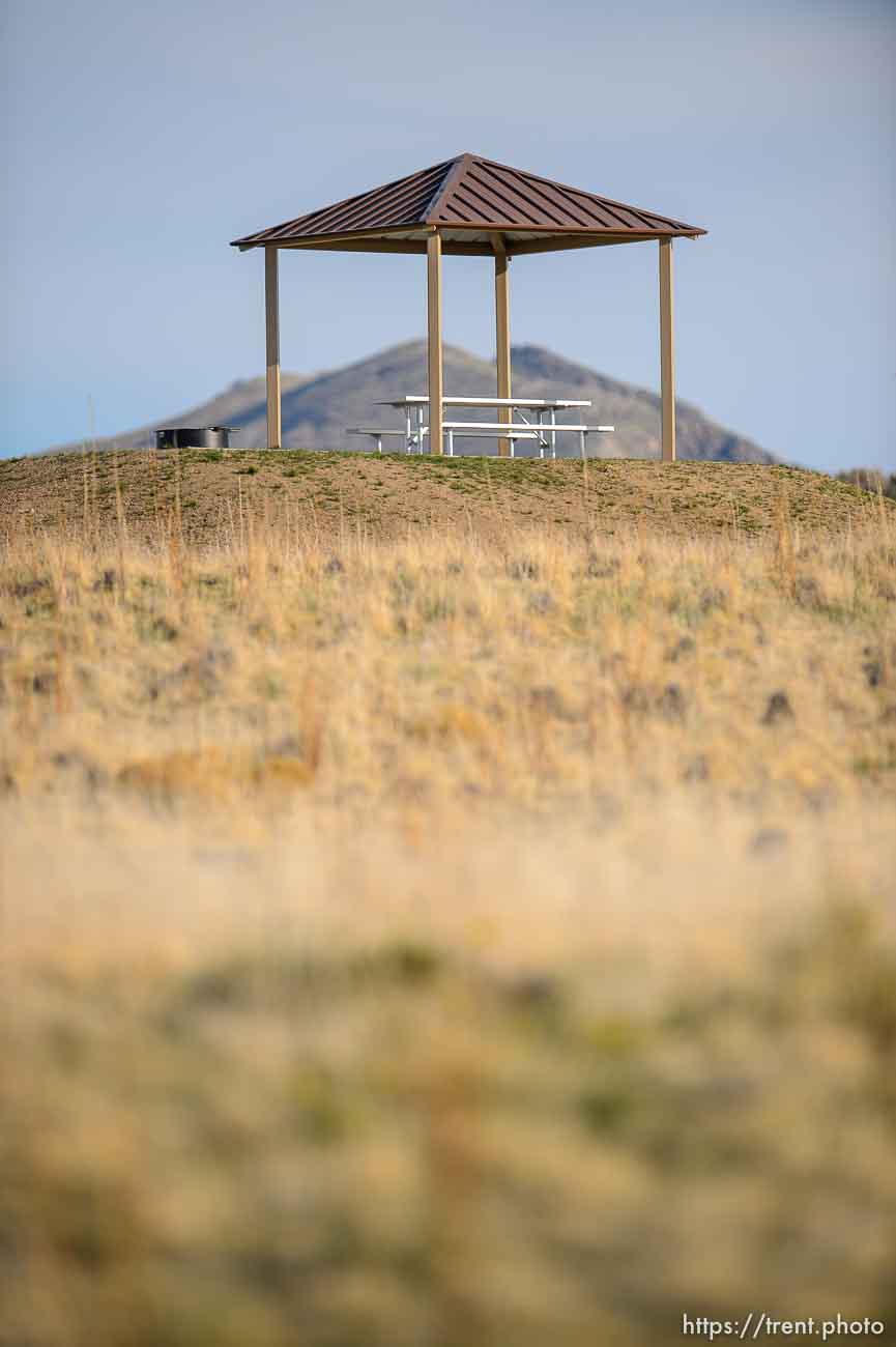 (Trent Nelson  |  The Salt Lake Tribune) A campsite at Bridger Bay, Antelope Island State Park on Friday, April 23, 2021.