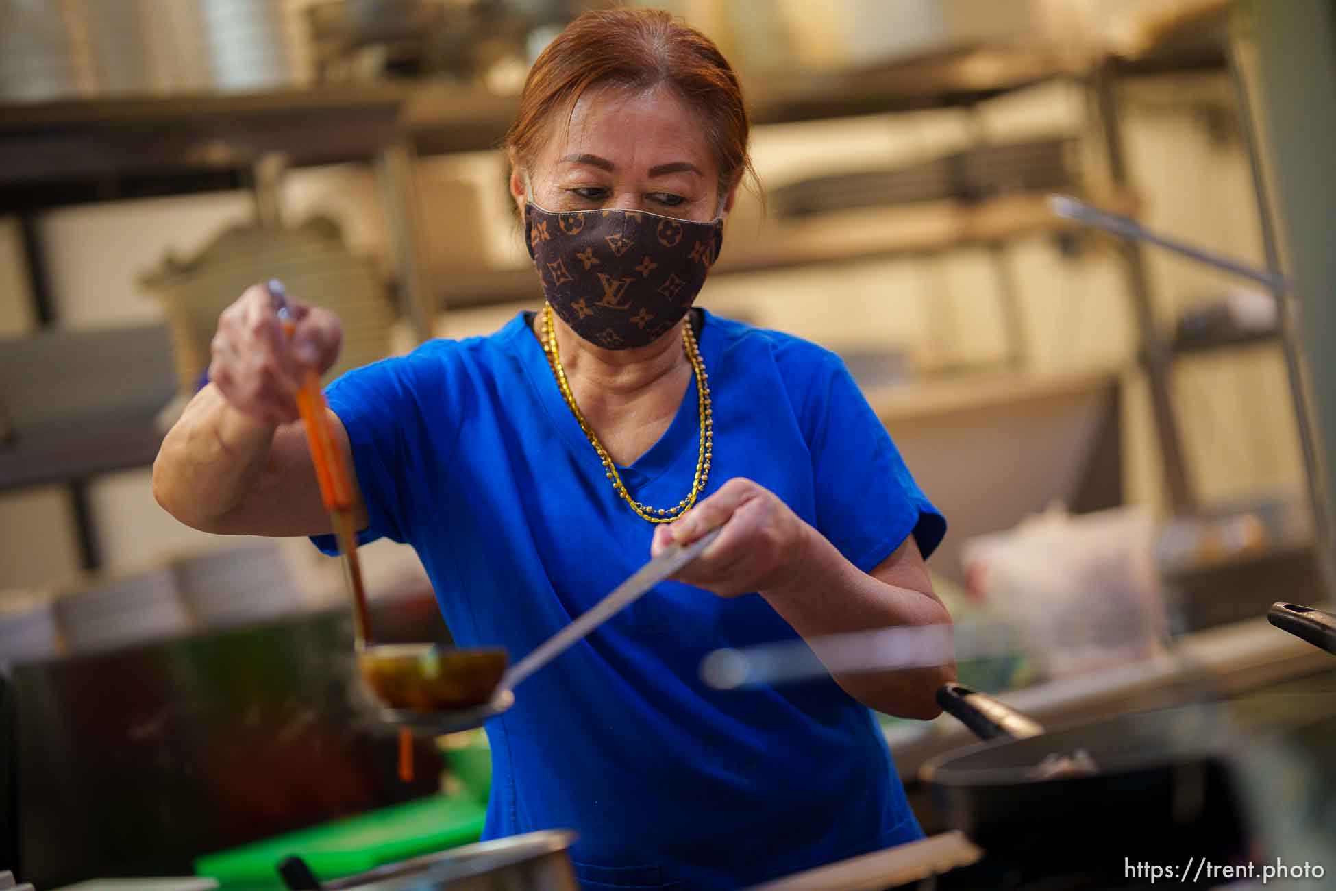 (Trent Nelson  |  The Salt Lake Tribune) Hang Nguyen in the kitchen at Tuk Tuk’s in West Valley City on Monday, April 26, 2021.