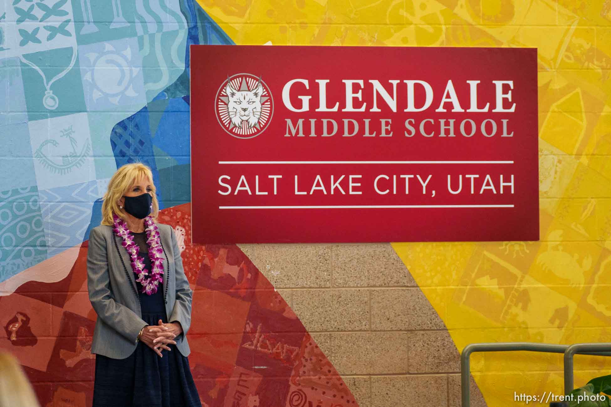 (Trent Nelson  |  The Salt Lake Tribune) First lady Jill Biden at Glendale Middle School in Salt Lake City on Wednesday, May 5, 2021.