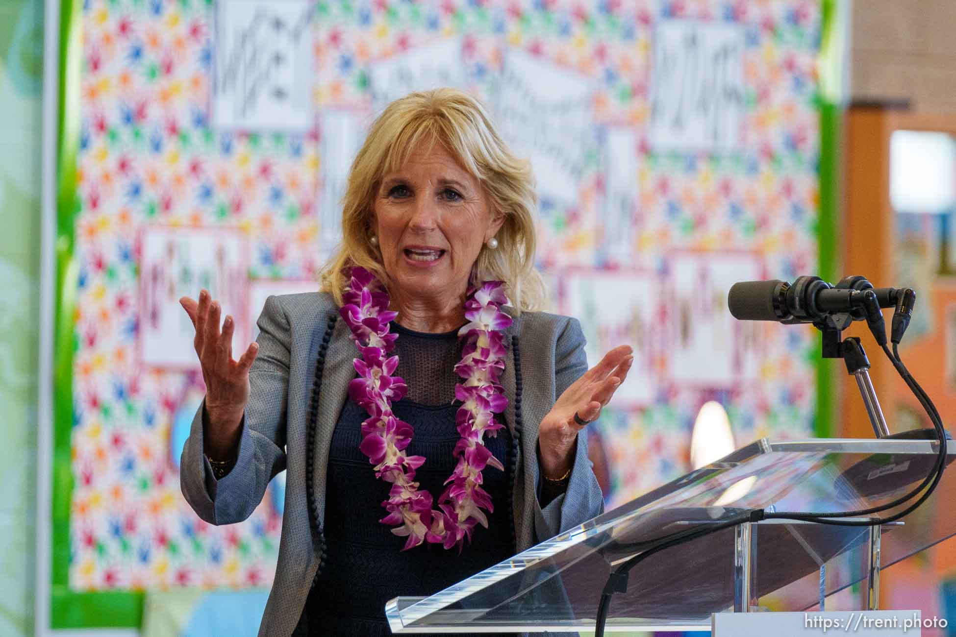 (Trent Nelson  |  The Salt Lake Tribune) First lady Jill Biden speaks to teachers at Glendale Middle School in Salt Lake City on Wednesday, May 5, 2021.