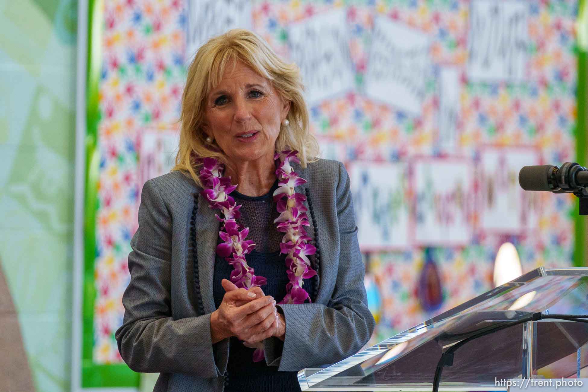 (Trent Nelson  |  The Salt Lake Tribune) First lady Jill Biden speaks to teachers at Glendale Middle School in Salt Lake City on Wednesday, May 5, 2021.