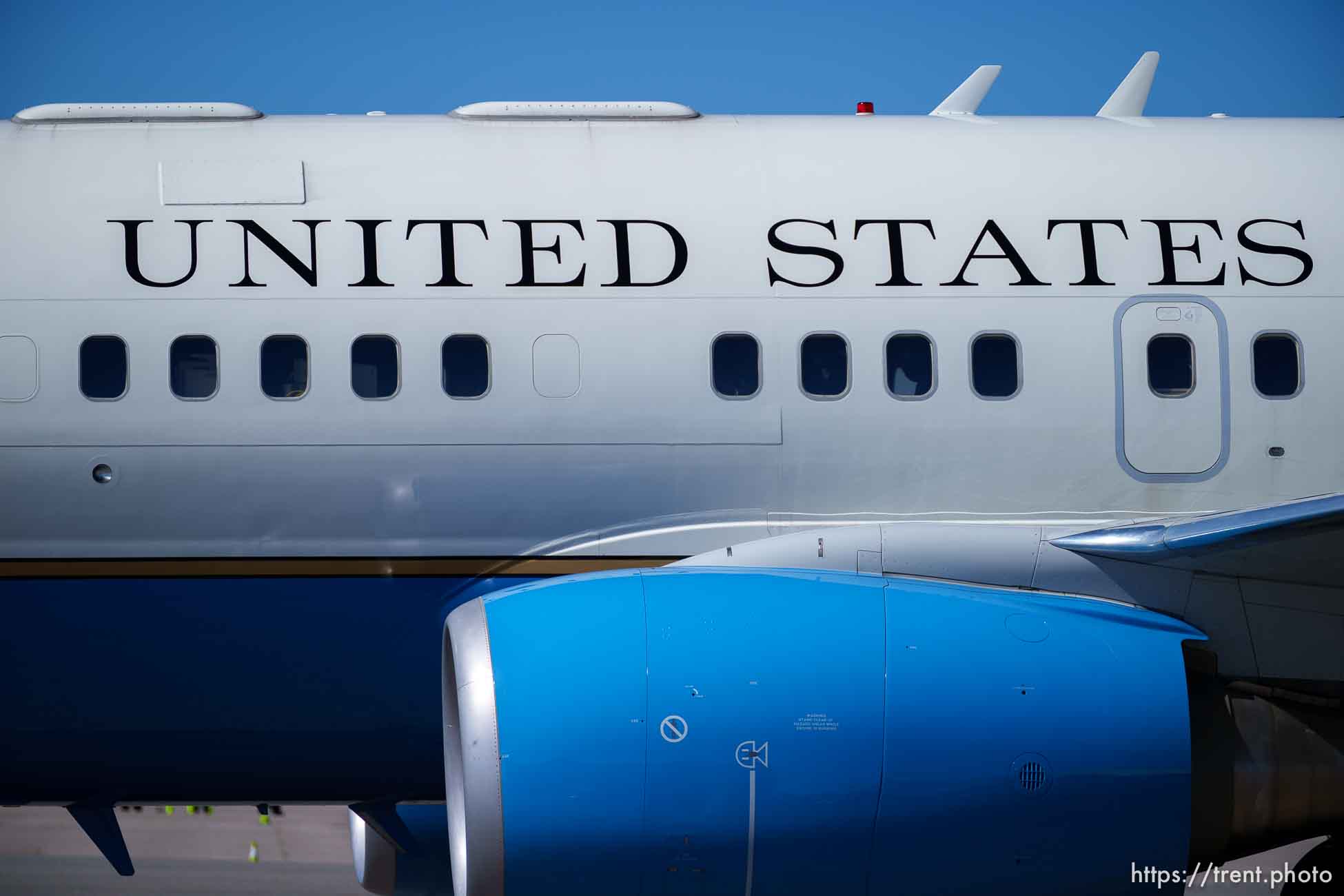 (Trent Nelson  |  The Salt Lake Tribune) The plane carrying first lady Jill Biden takes off in Salt Lake City on Wednesday, May 5, 2021.