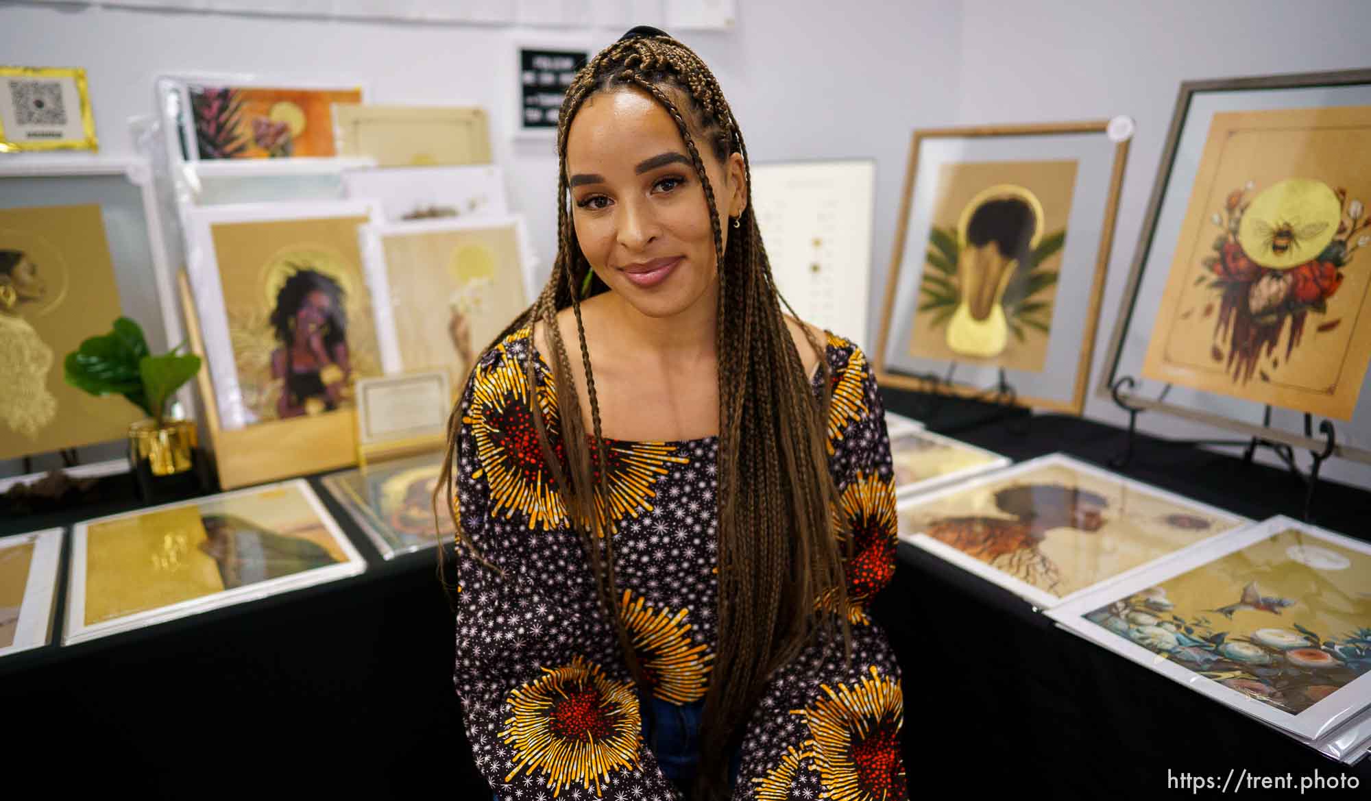 (Trent Nelson  |  The Salt Lake Tribune) Artist Melissa Tshikamba at Strength in Shades at the föhn event venue in South Jordan on Friday, May 7, 2021. Strength in Shades is a monthly market created by and for female entrepreneurs of color.