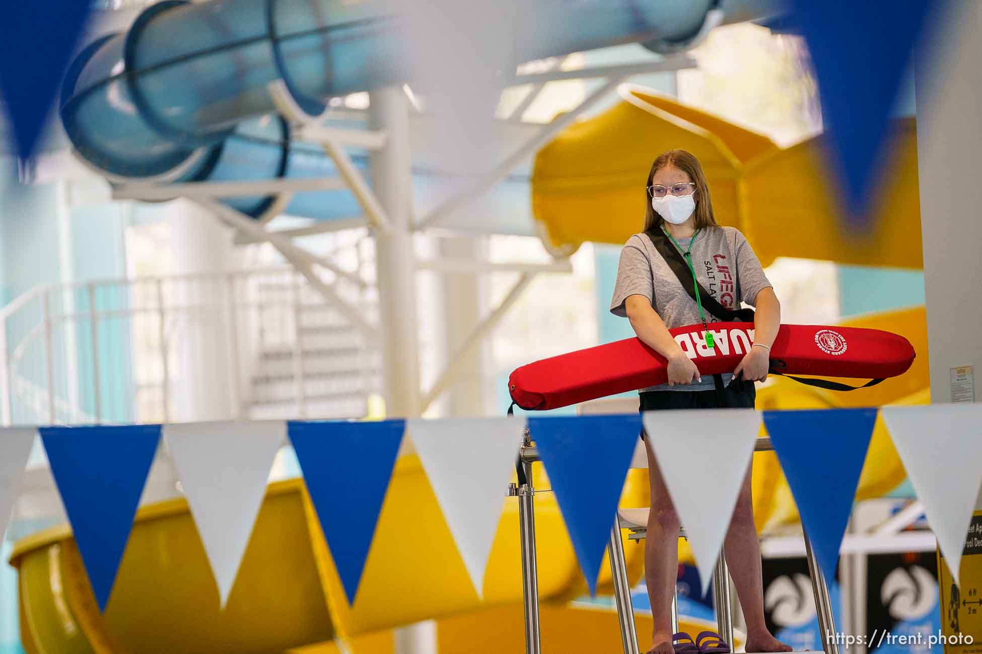 (Trent Nelson  |  The Salt Lake Tribune) Lifeguard Lainey Vander Linden at the Draper Recreation Center on Monday, May 10, 2021.