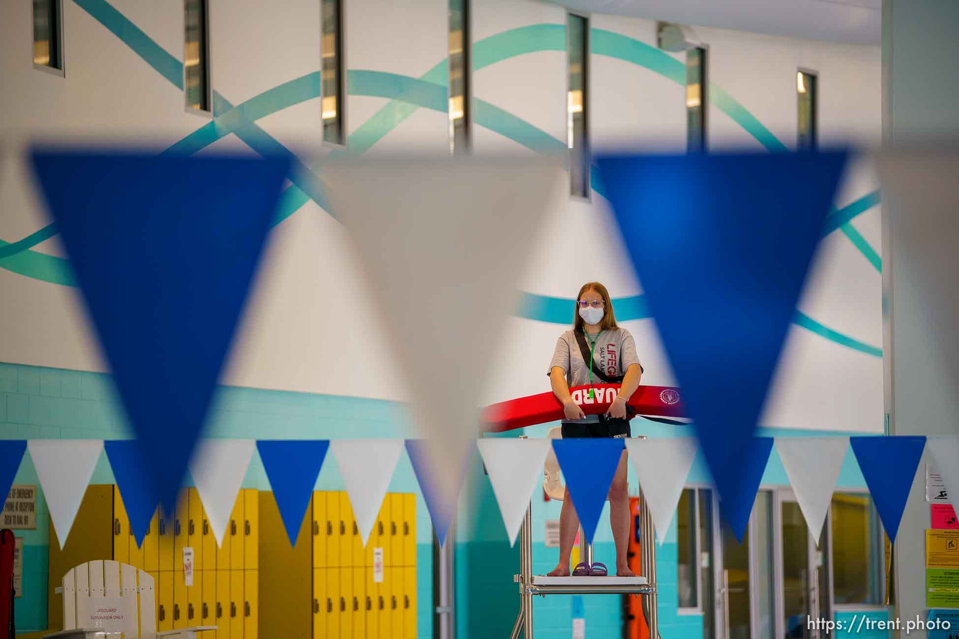 (Trent Nelson  |  The Salt Lake Tribune) Lifeguard Lainey Vander Linden at the Draper Recreation Center on Monday, May 10, 2021.