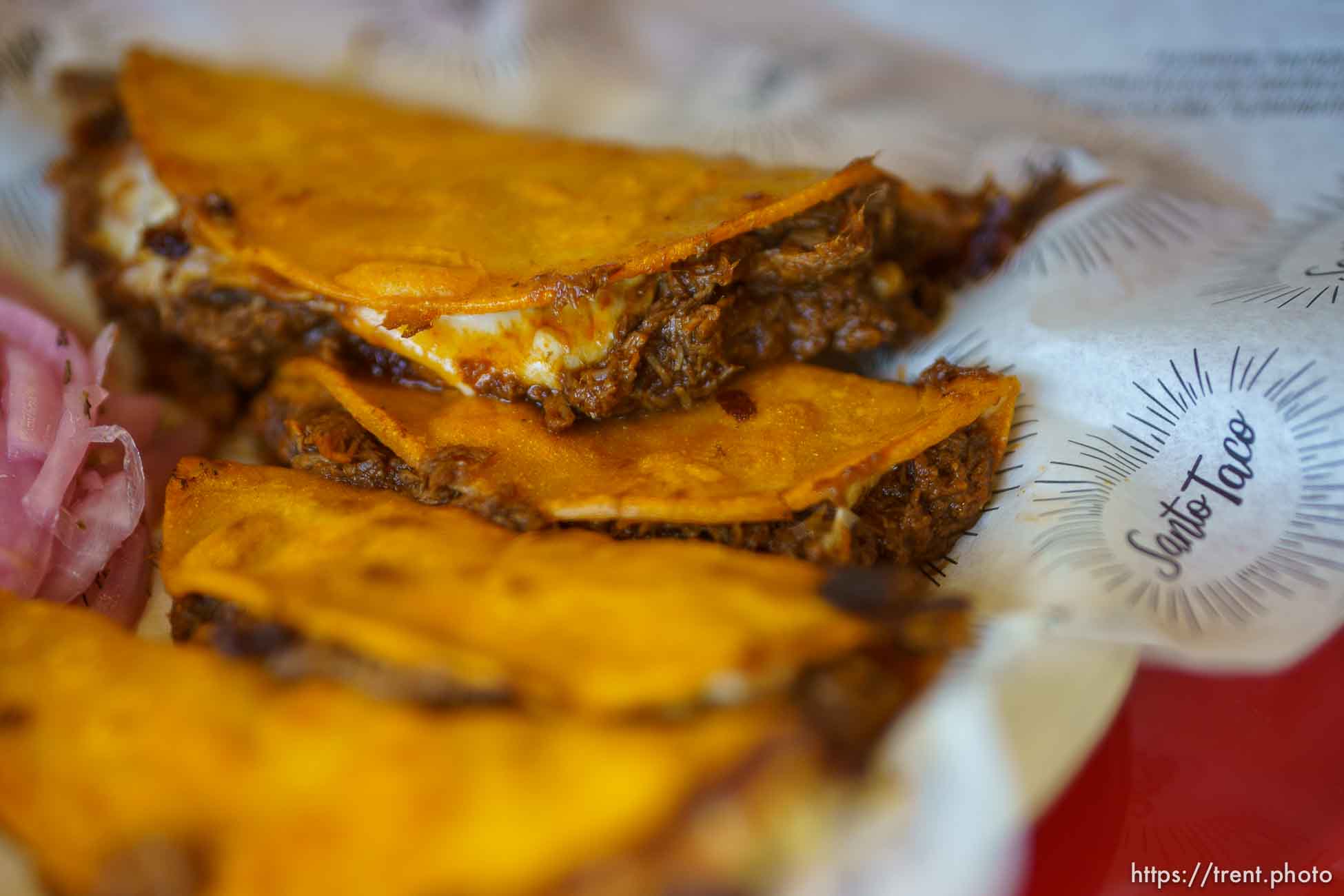 (Trent Nelson  |  The Salt Lake Tribune) Birria Tacos at Santo Taco in Salt Lake City on Monday, May 10, 2021.