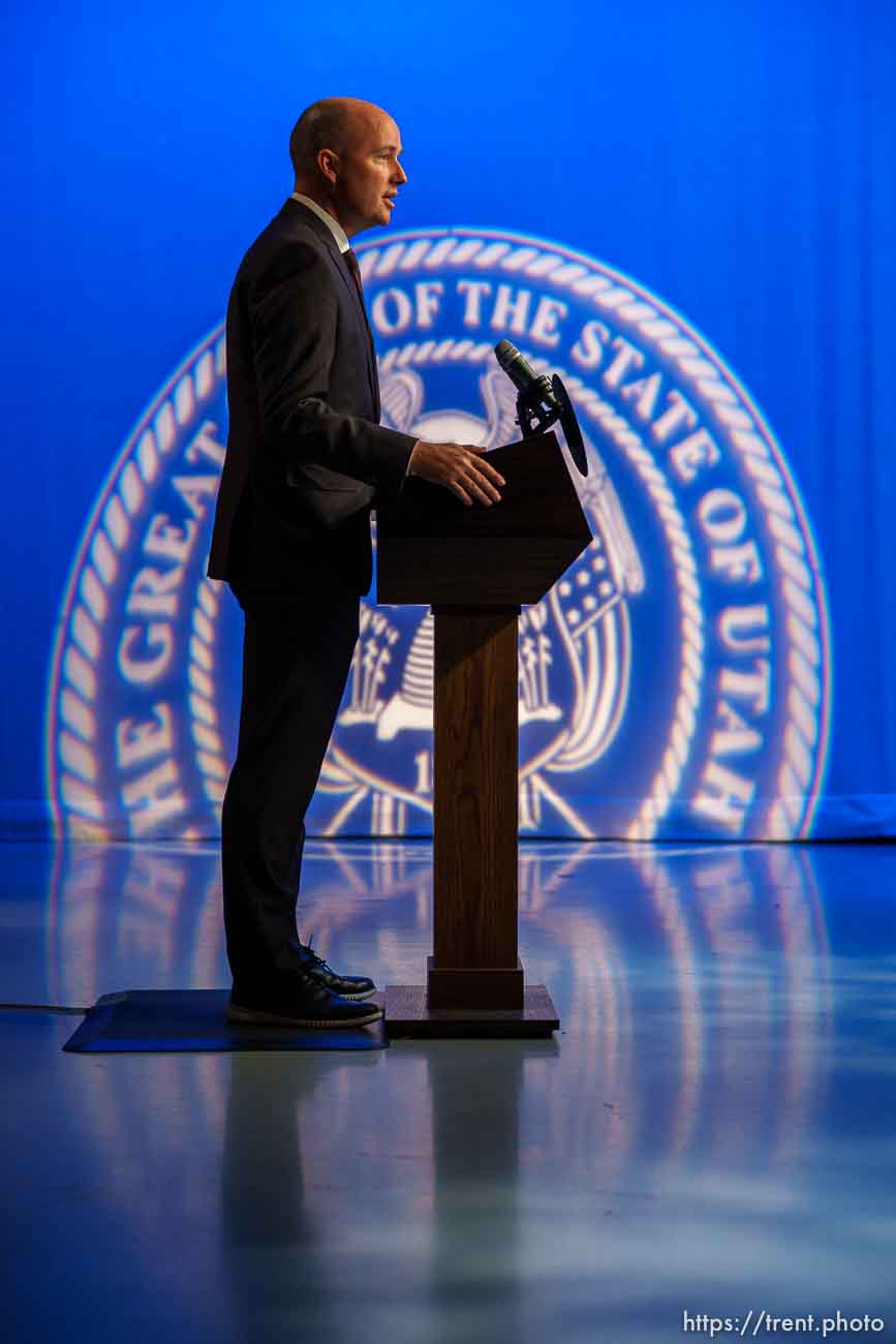 (Trent Nelson  |  The Salt Lake Tribune) Gov. Spencer Cox speaks at his weekly news conference in Salt Lake City on Thursday, May 20, 2021.