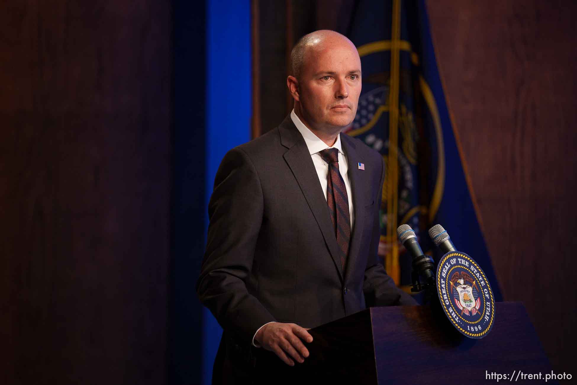 (Trent Nelson  |  The Salt Lake Tribune) Gov. Spencer Cox speaks at his weekly news conference in Salt Lake City on Thursday, May 20, 2021.