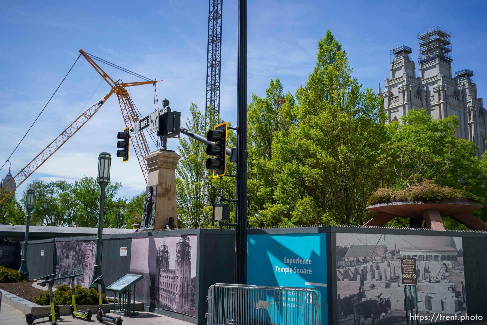 (Trent Nelson  |  The Salt Lake Tribune) The Brigham Young statue on Temple Square in Salt Lake City on Friday, May 14, 2021.