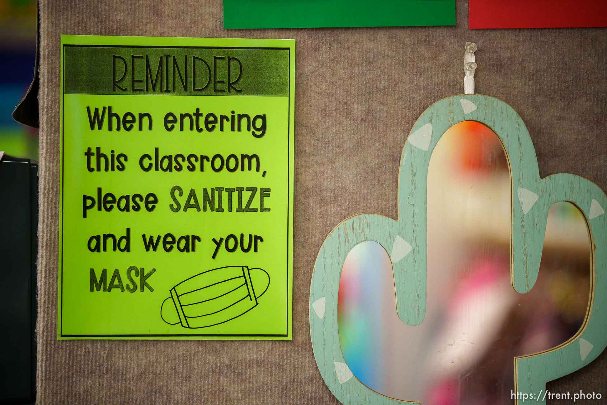 (Trent Nelson  |  The Salt Lake Tribune) A sign encouraging masks and hand washing at Canyon View Elementary in Cottonwood Heights on Tuesday, May 18, 2021.