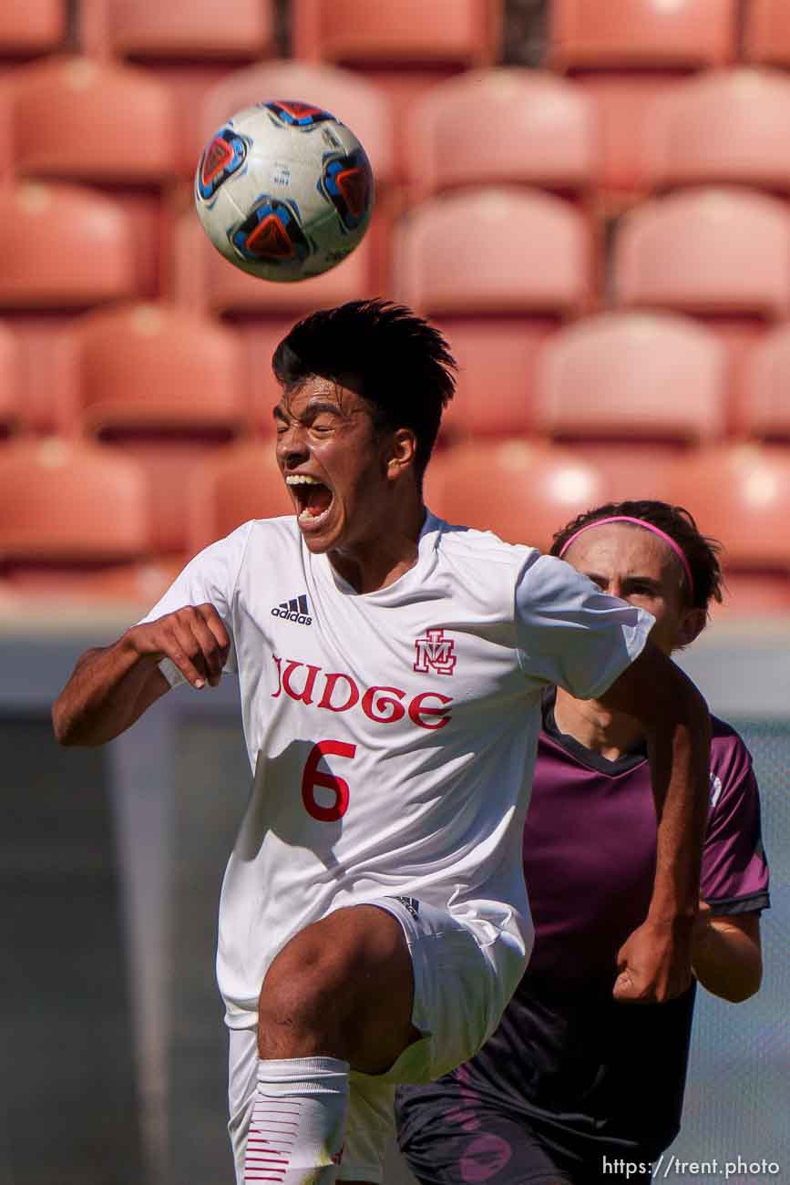 (Trent Nelson  |  The Salt Lake Tribune) 
as Judge Memorial faces Morgan High School in the 3A boys soccer championship, at Rio Tinto Stadium in Sandy on Tuesday, May 18, 2021.