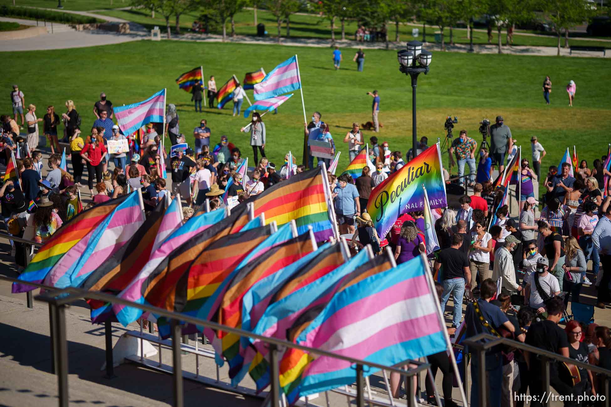 (Trent Nelson  |  The Salt Lake Tribune) A rally put on by Friends, Allies and Mentors of the LGBTQ+ Community, a nonprofit organization created by educators, at the state Capitol in Salt Lake City on Tuesday, May 18, 2021.