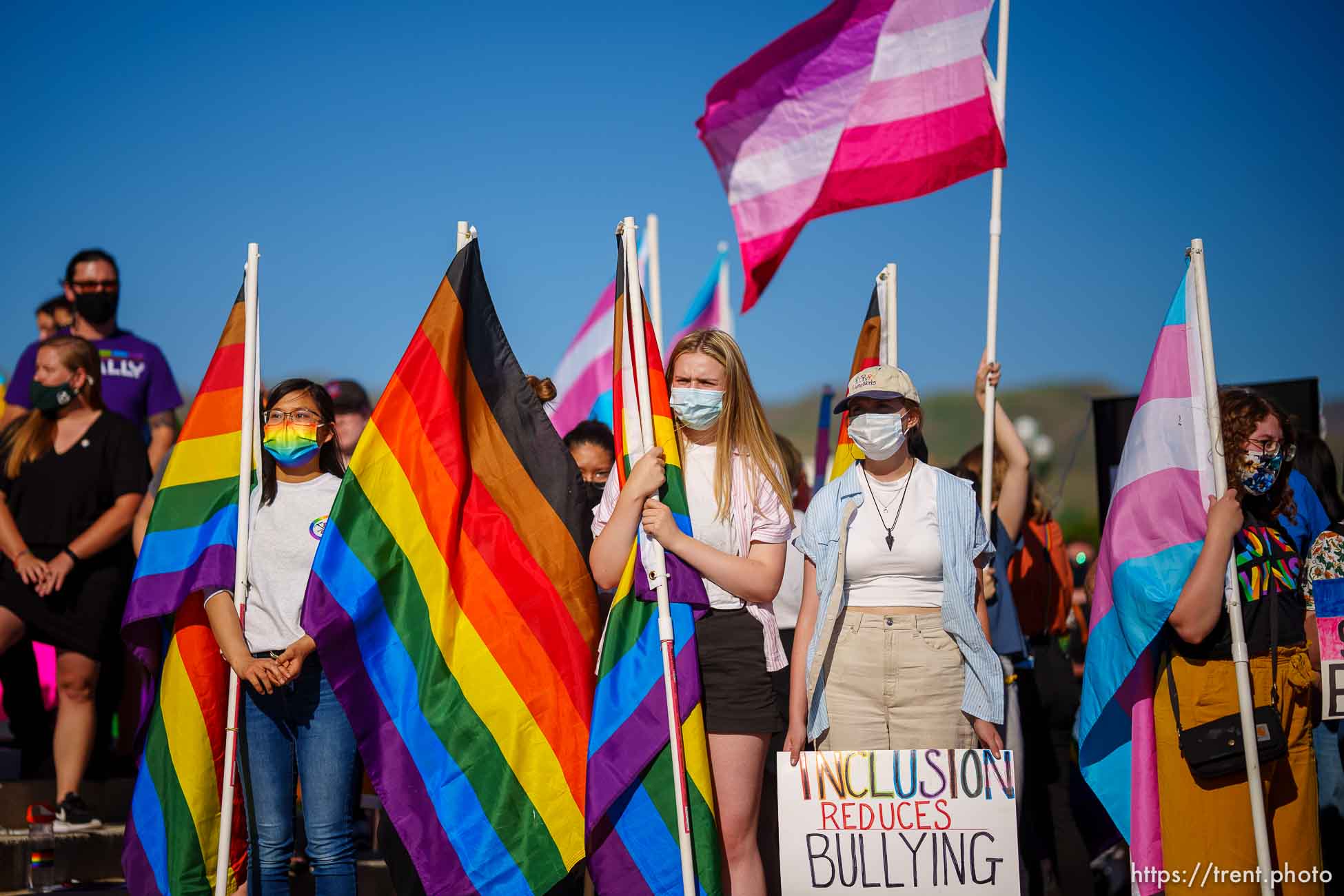 (Trent Nelson  |  The Salt Lake Tribune) A rally put on by Friends, Allies and Mentors of the LGBTQ+ Community, a nonprofit organization created by educators, at the state Capitol in Salt Lake City on Tuesday, May 18, 2021.