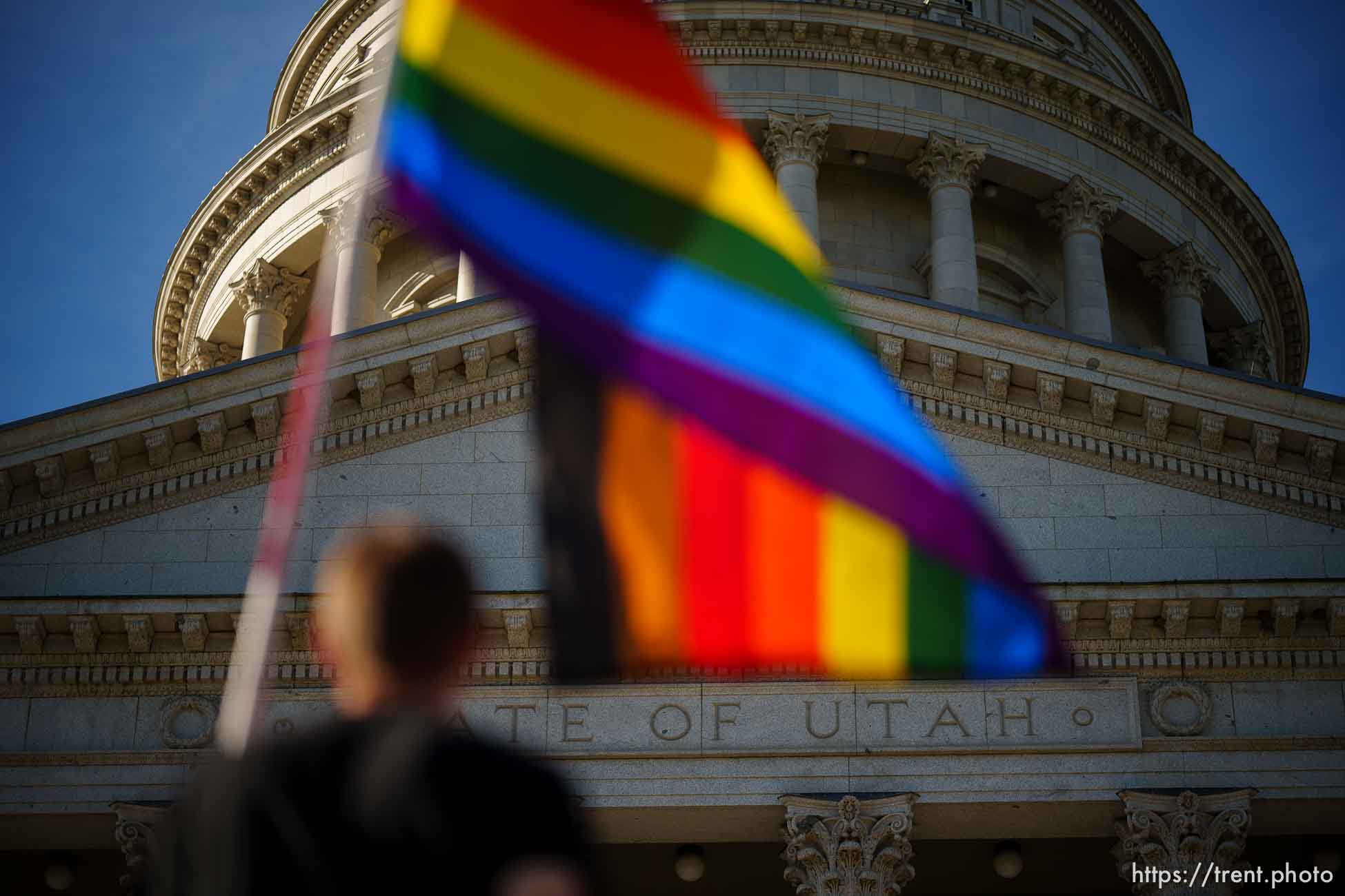 (Trent Nelson  |  The Salt Lake Tribune) A rally put on by Friends, Allies and Mentors of the LGBTQ+ Community, a nonprofit organization created by educators, at the state Capitol in Salt Lake City on Tuesday, May 18, 2021.