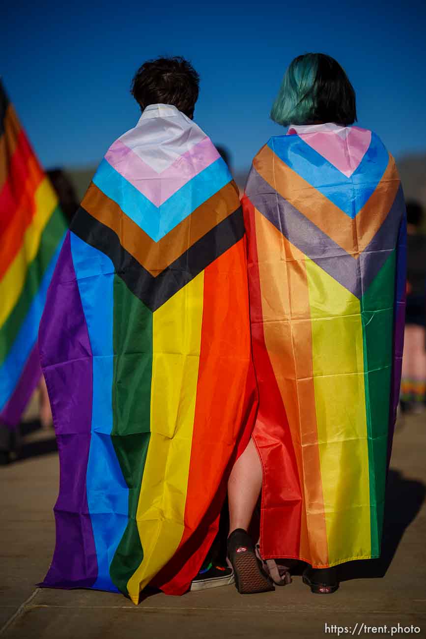 (Trent Nelson  |  The Salt Lake Tribune) A rally put on by Friends, Allies and Mentors of the LGBTQ+ Community, a nonprofit organization created by educators, at the state Capitol in Salt Lake City on Tuesday, May 18, 2021.