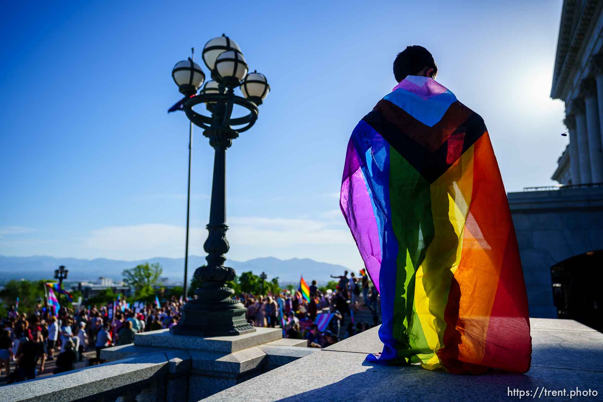 (Trent Nelson  |  The Salt Lake Tribune) A rally put on by Friends, Allies and Mentors of the LGBTQ+ Community, a nonprofit organization created by educators, at the state Capitol in Salt Lake City on Tuesday, May 18, 2021.