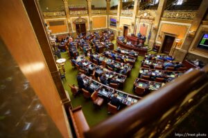 (Trent Nelson  |  The Salt Lake Tribune) Lawmakers in the House Chamber during a special session at the State Capitol in Salt Lake City on Wednesday, May 19, 2021.