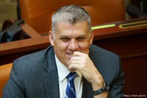 (Trent Nelson  |  The Salt Lake Tribune) Rep. Phil Lyman, R-Blanding. Lawmakers in the House Chamber during a special session at the State Captiol in Salt Lake City on Wednesday, May 19, 2021.