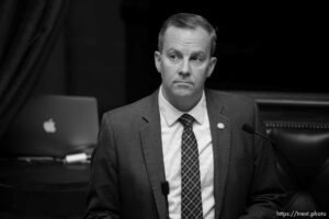 (Trent Nelson  |  The Salt Lake Tribune) Sen. Lincoln Fillmore, R-South Jordan, discusses his resolution on critical race theory during a special session at the State Capitol in Salt Lake City on Wednesday, May 19, 2021.