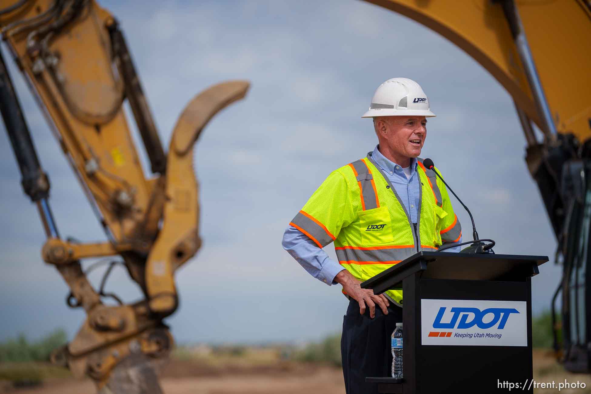 (Trent Nelson  |  The Salt Lake Tribune) Carlos Braceras, Utah Department of Transportation executive director, speaks as UDOT kicks off construction of the West Davis Highway with an event in Layton on Tuesday, May 25, 2021.