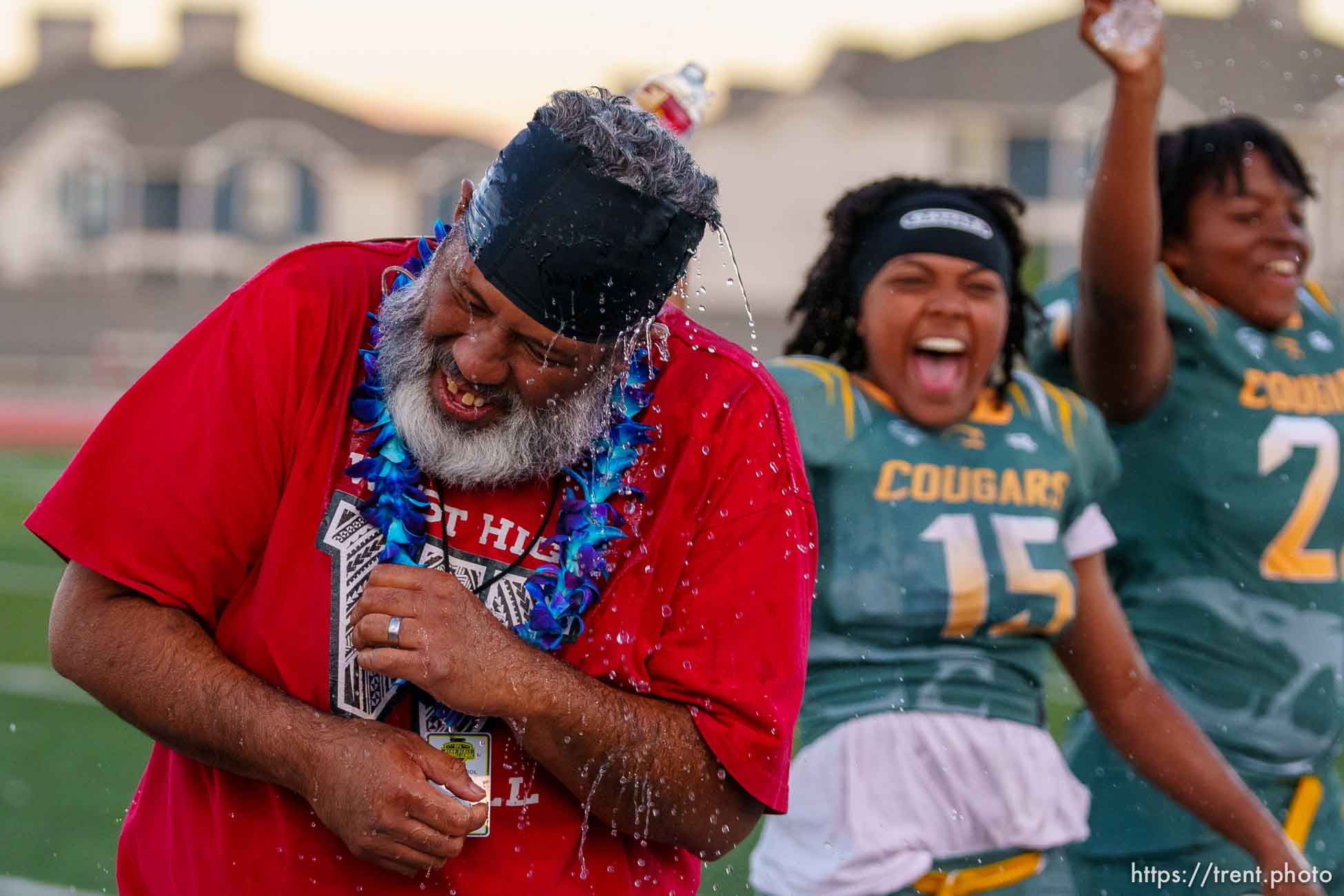 (Trent Nelson  |  The Salt Lake Tribune) Kearns vs Herriman Sting in the Utah Girls Tackle Football League Division 2 championship game at Herriman High School on Thursday, May 27, 2021.