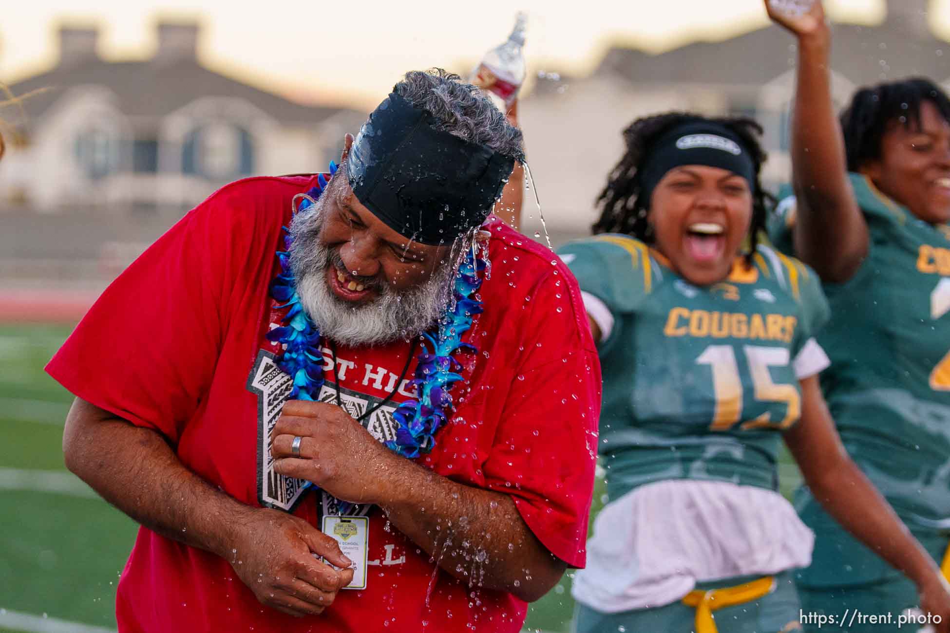 (Trent Nelson  |  The Salt Lake Tribune) Kearns vs Herriman Sting in the Utah Girls Tackle Football League Division 2 championship game at Herriman High School on Thursday, May 27, 2021.