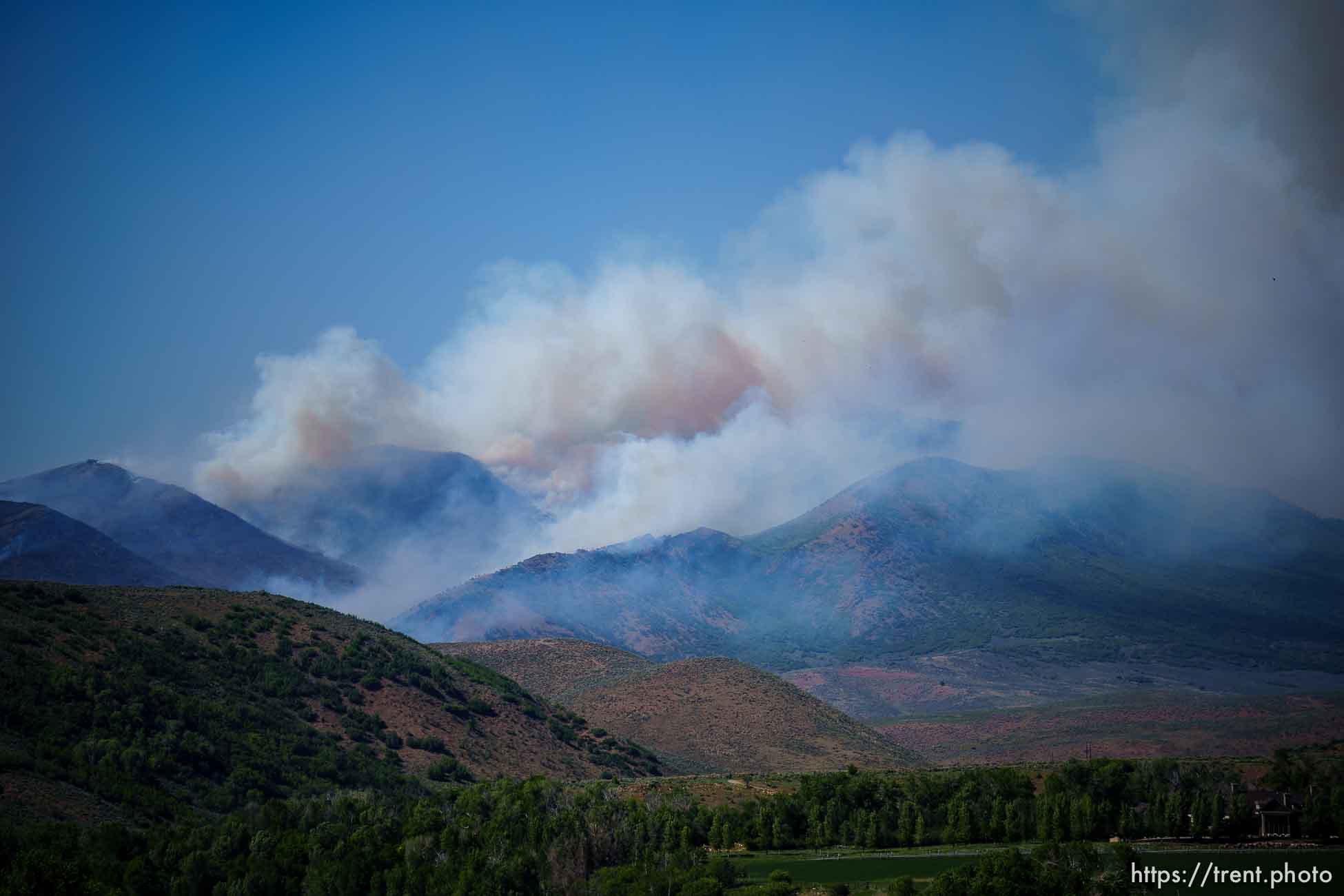 (Trent Nelson  |  The Salt Lake Tribune) East Canyon Fire burns north of East Canyon State Park, on Tuesday, June 8, 2021.