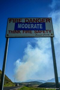 (Trent Nelson  |  The Salt Lake Tribune) East Canyon Fire burns north of East Canyon State Park, on Tuesday, June 8, 2021.