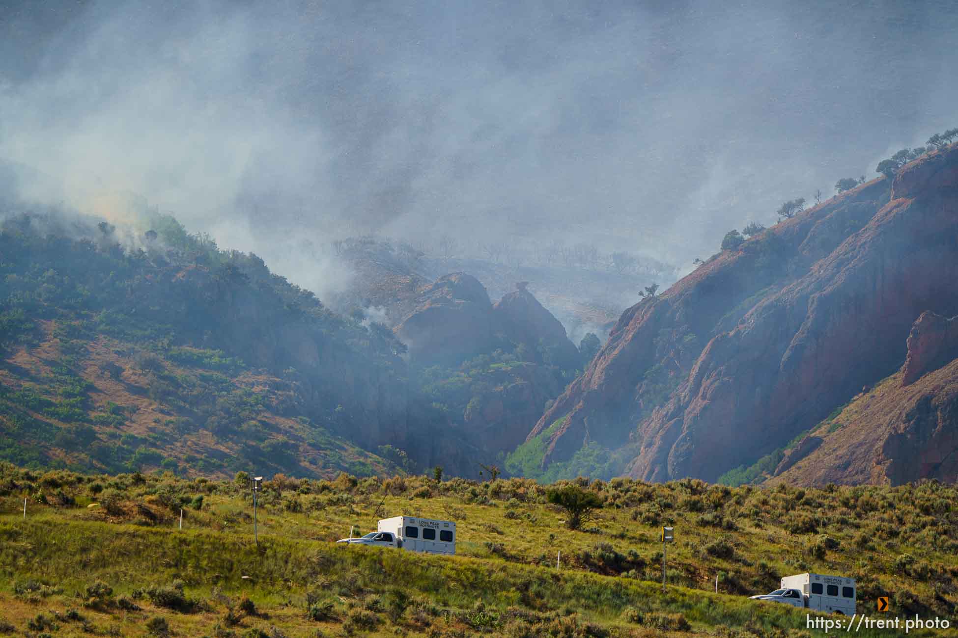 (Trent Nelson  |  The Salt Lake Tribune) East Canyon Fire burns north of East Canyon State Park, on Tuesday, June 8, 2021.