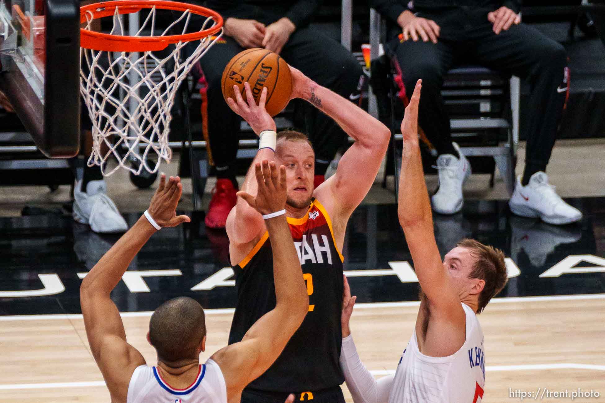 (Trent Nelson  |  The Salt Lake Tribune) Utah Jazz guard Joe Ingles (2) as the Utah Jazz host the Los Angeles Clippers in a Game 5 matchup, NBA basketball in Salt Lake City on Wednesday, June 16, 2021.