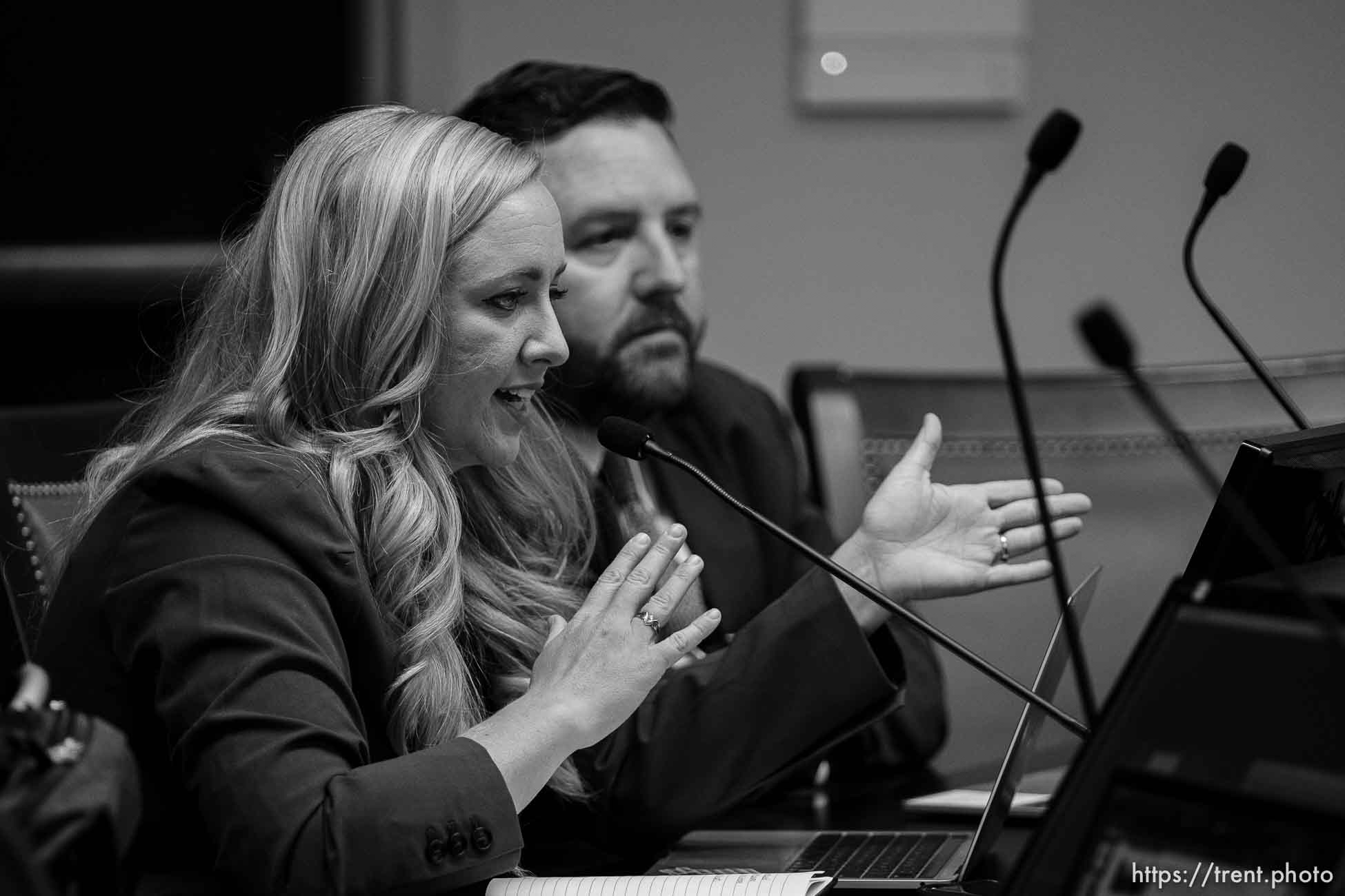 (Trent Nelson  |  The Salt Lake Tribune) Rep. Candice Pierucci, R-Riverton, at a meeting of the Health and Human Services Interim Committee at the State Capitol in Salt Lake City on Wednesday, June 16, 2021. Transgender treatment for minors and participation by transgender youth in school sports were the topics of discussion.